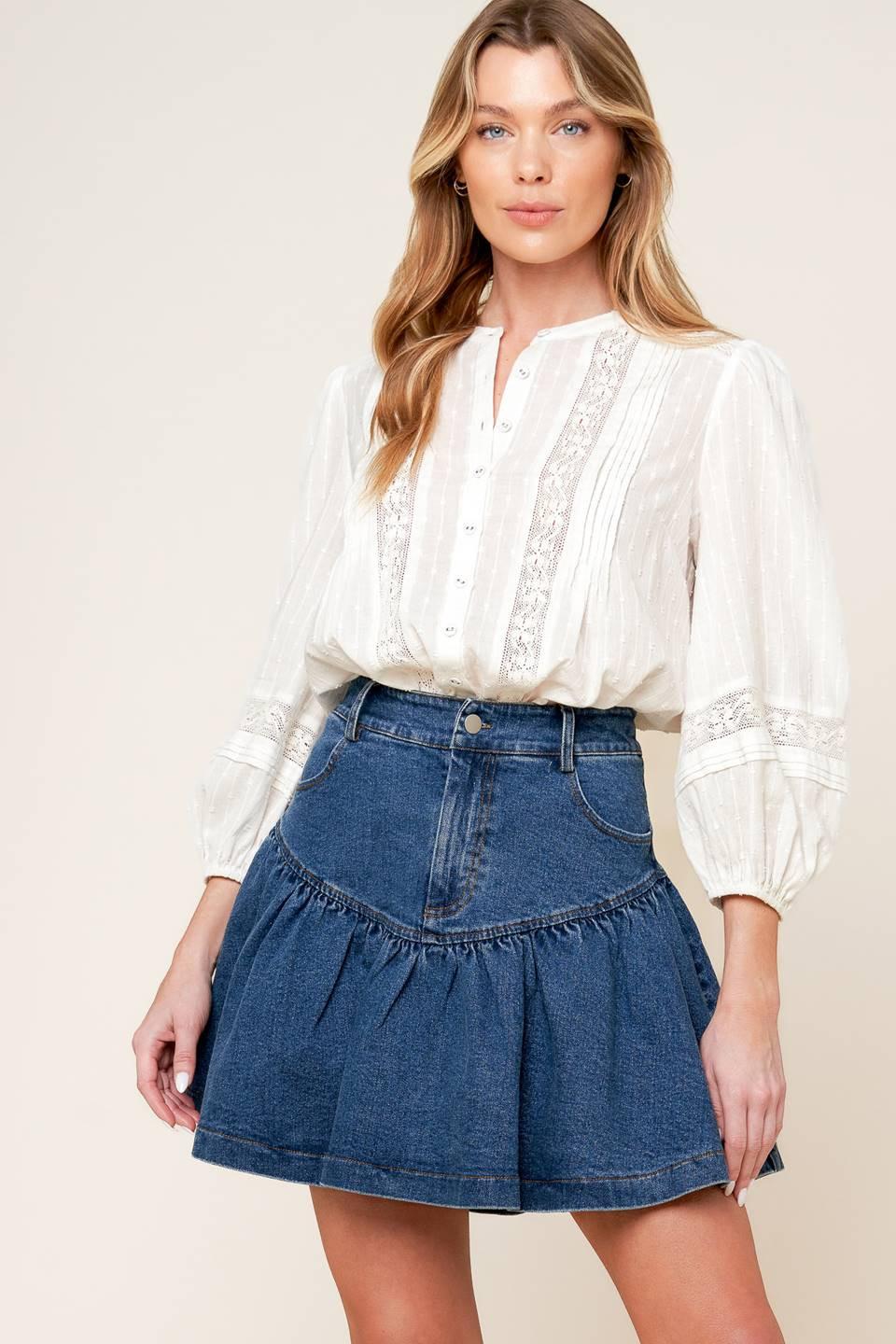 FENICIA INDIGO DENIM MINI SKIRT