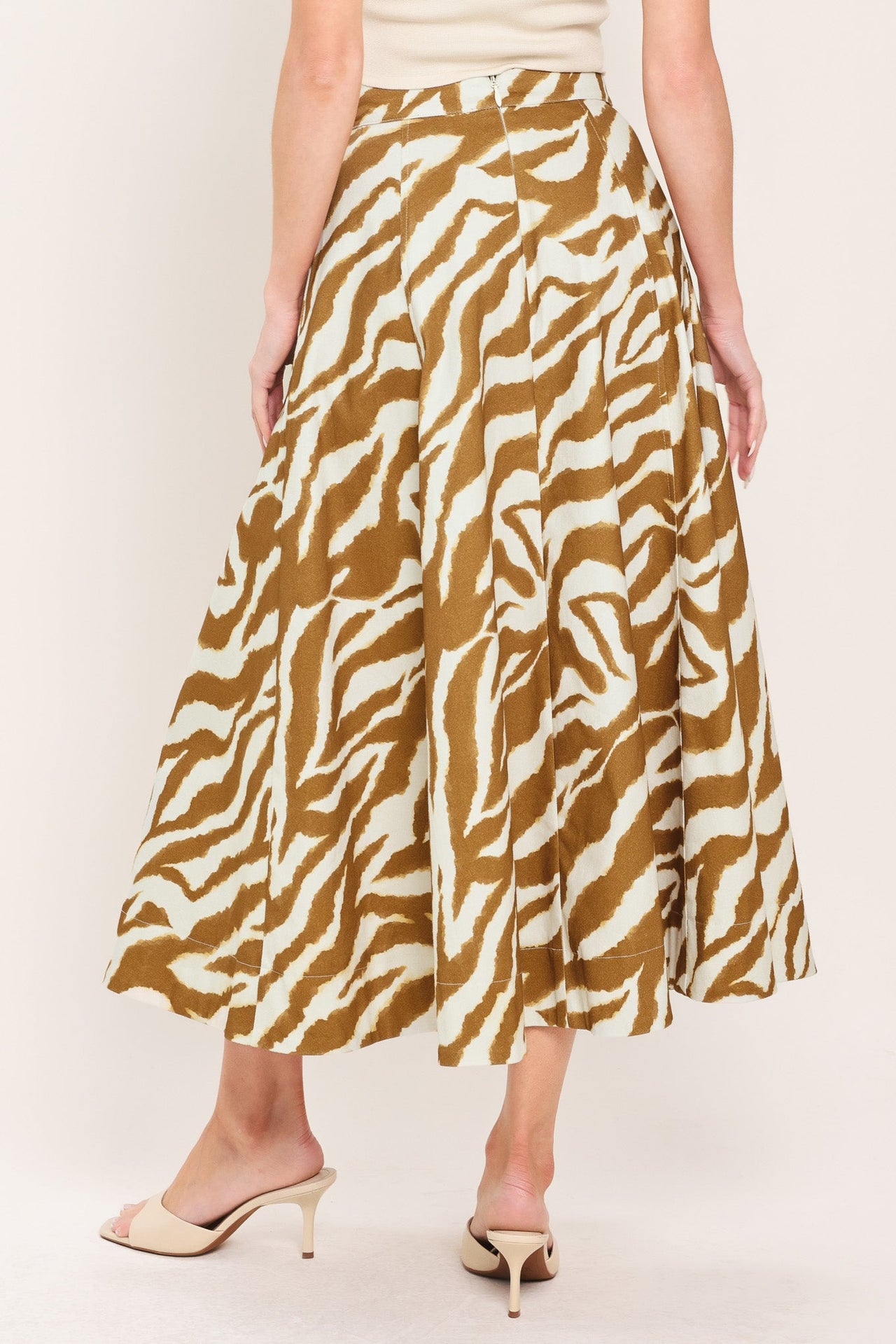 TERRA STRIPE WOVEN MIDI SKIRT