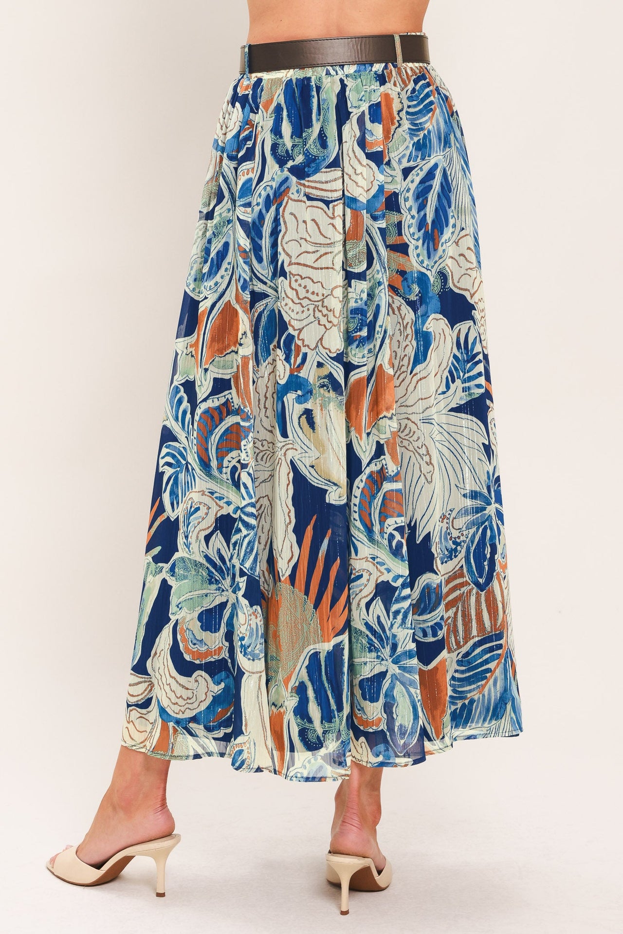 BLUE LAGOON WOVEN MIDI SKIRT