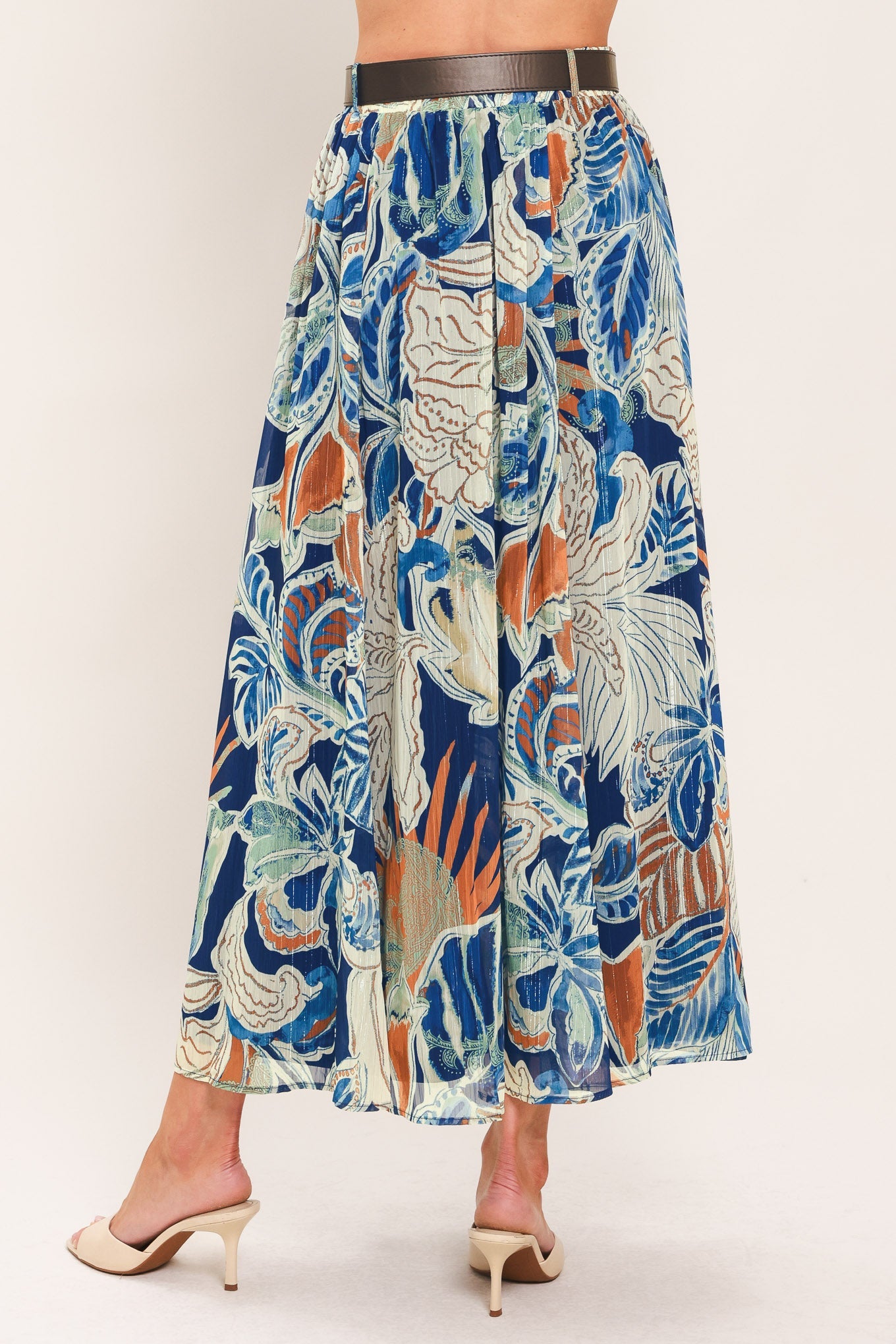BLUE LAGOON WOVEN MIDI SKIRT