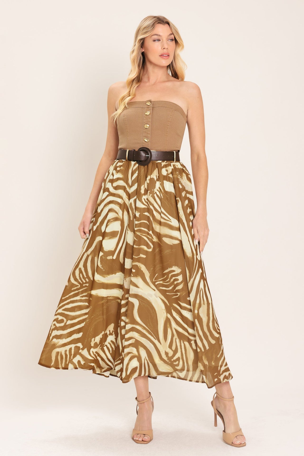 SAVANNAH BREEZE WOVEN MIDI SKIRT