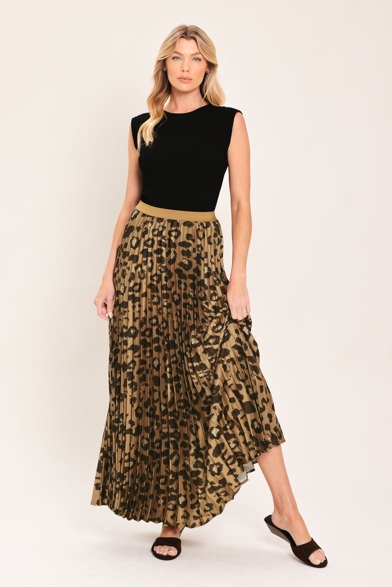 GOLDEN LEOPARD WOVEN MAXI SKIRT