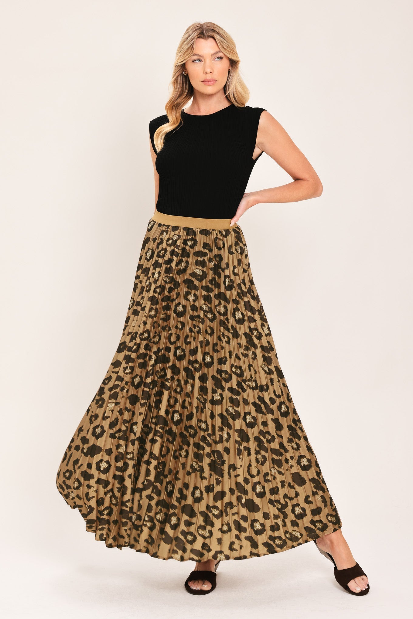 GOLDEN LEOPARD WOVEN MAXI SKIRT