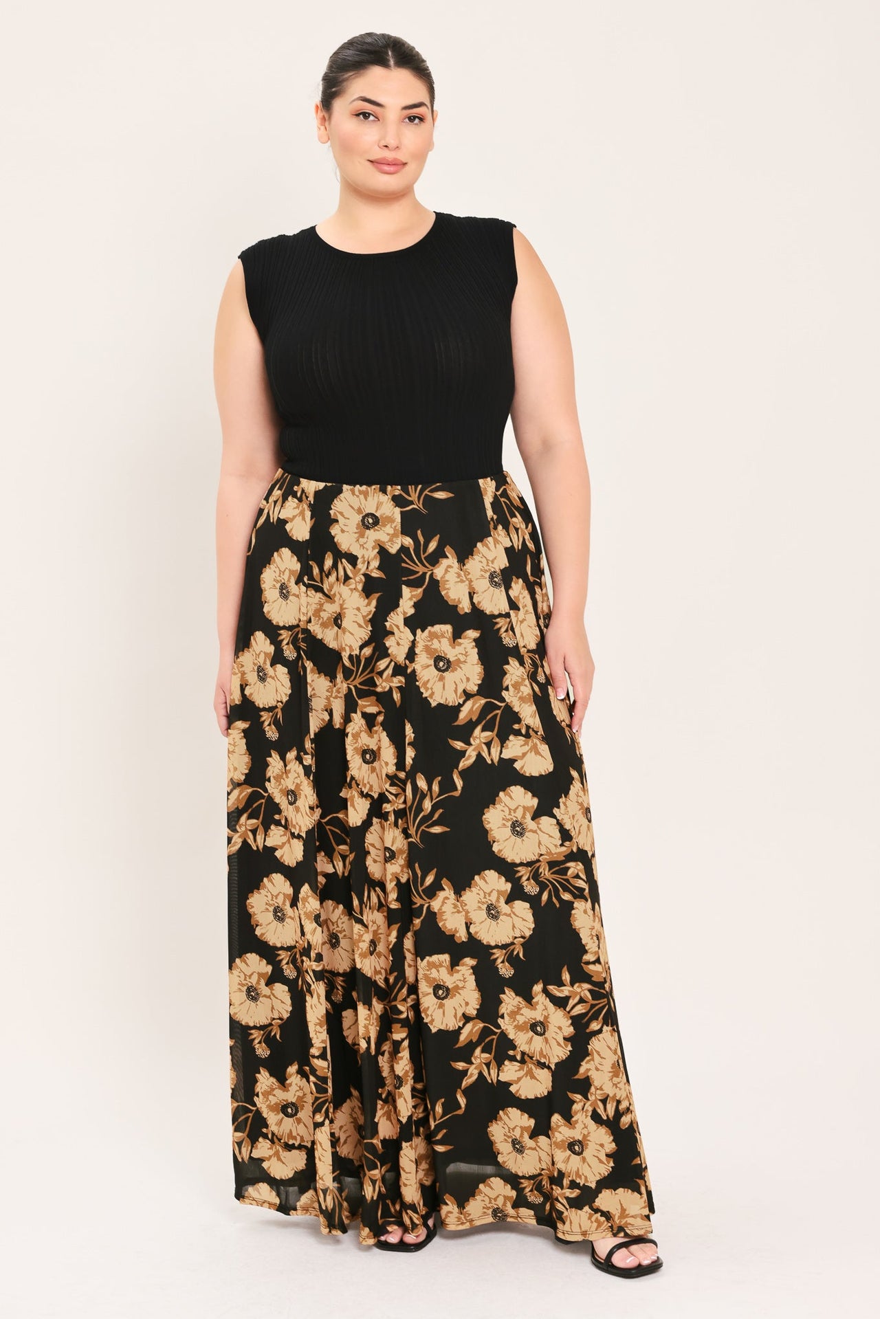 EARTHEN FLOWER FANTASY POWER MESH FULL MAXI SKIRT