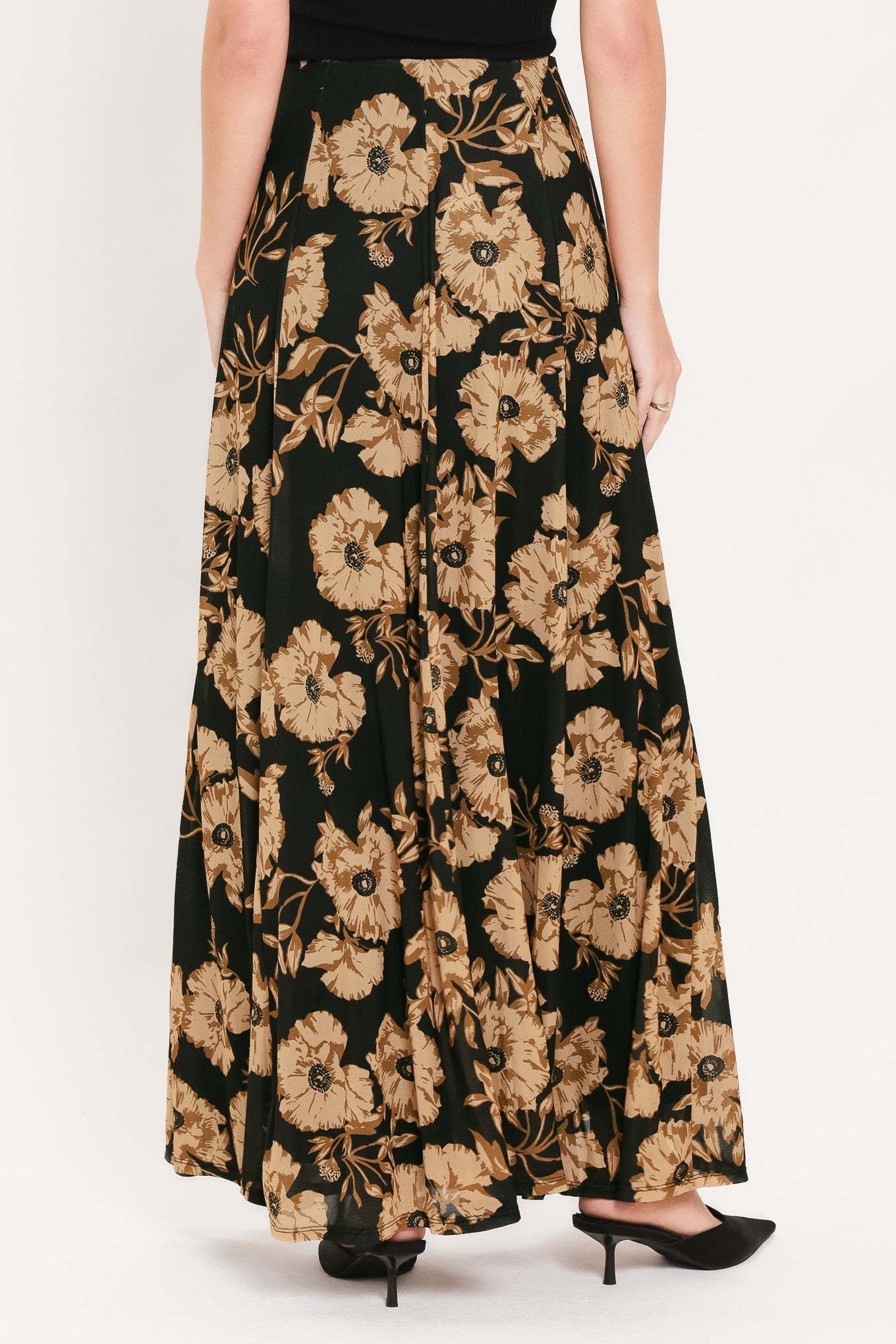 EARTHEN FLOWER FANTASY POWER MESH FULL MAXI SKIRT