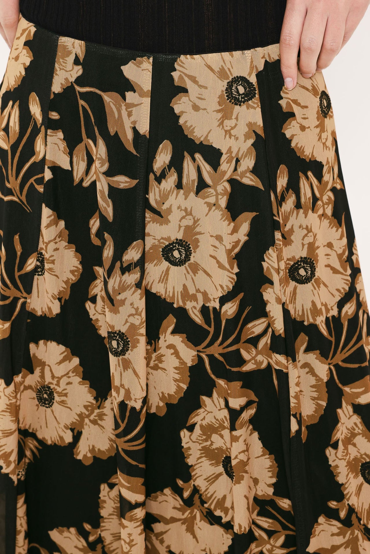 EARTHEN FLOWER FANTASY POWER MESH FULL MAXI SKIRT