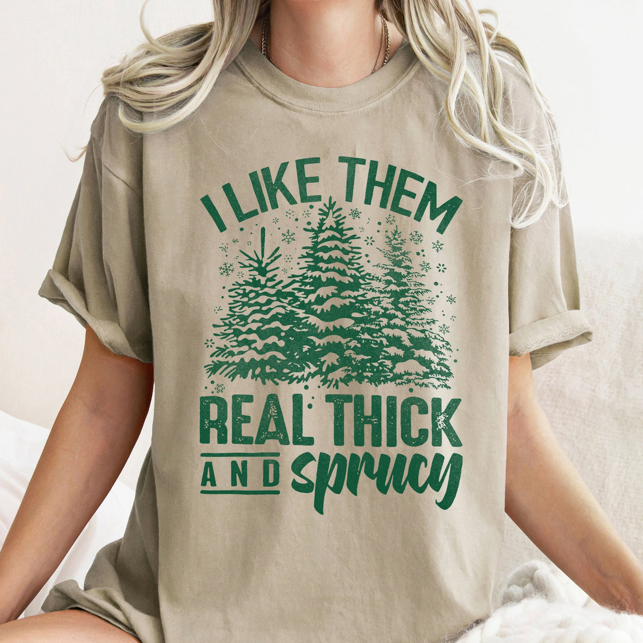 I Like Them Real Thick Christmas Retro Funny Baby Got Back Mix Pine Tree Comfort Colors Tee
