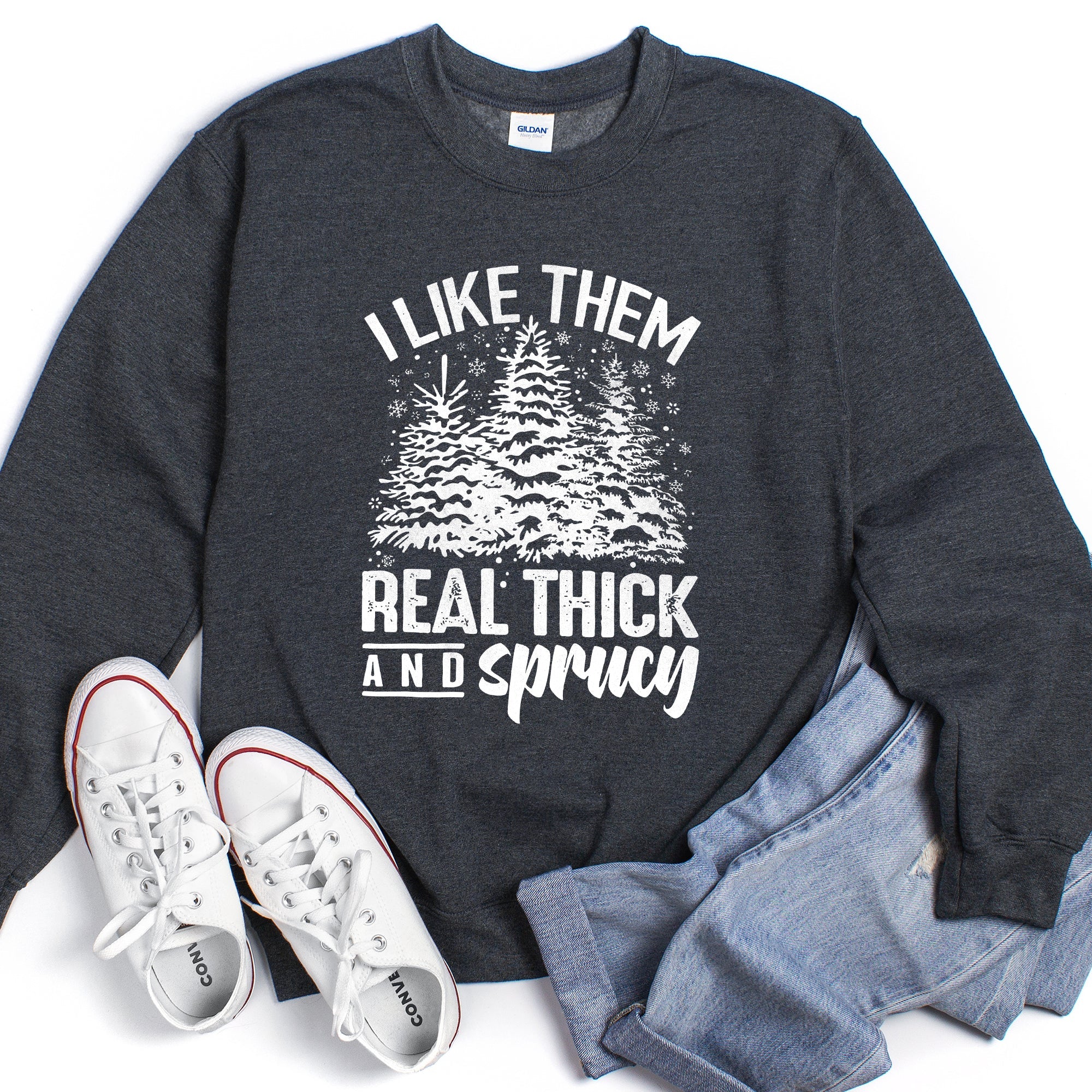 I Like Them Real Thick Christmas Cozy Bold Holiday Festive Winter Vibes Sweatshirt