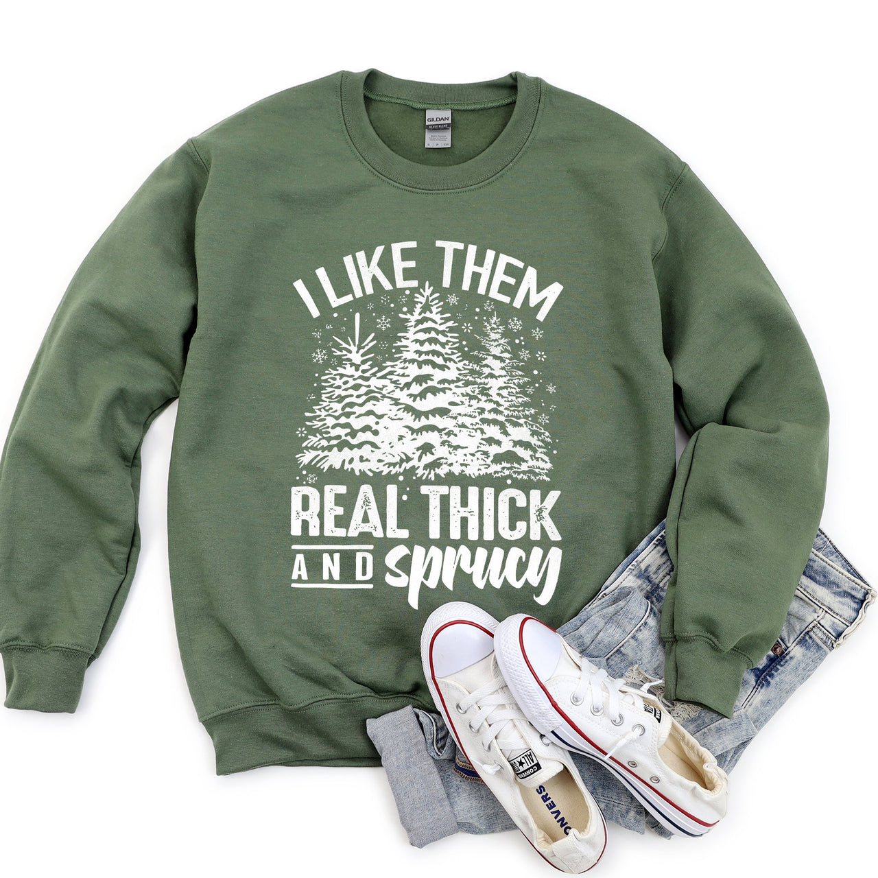 I Like Them Real Thick Christmas Cozy Bold Holiday Festive Winter Vibes Sweatshirt
