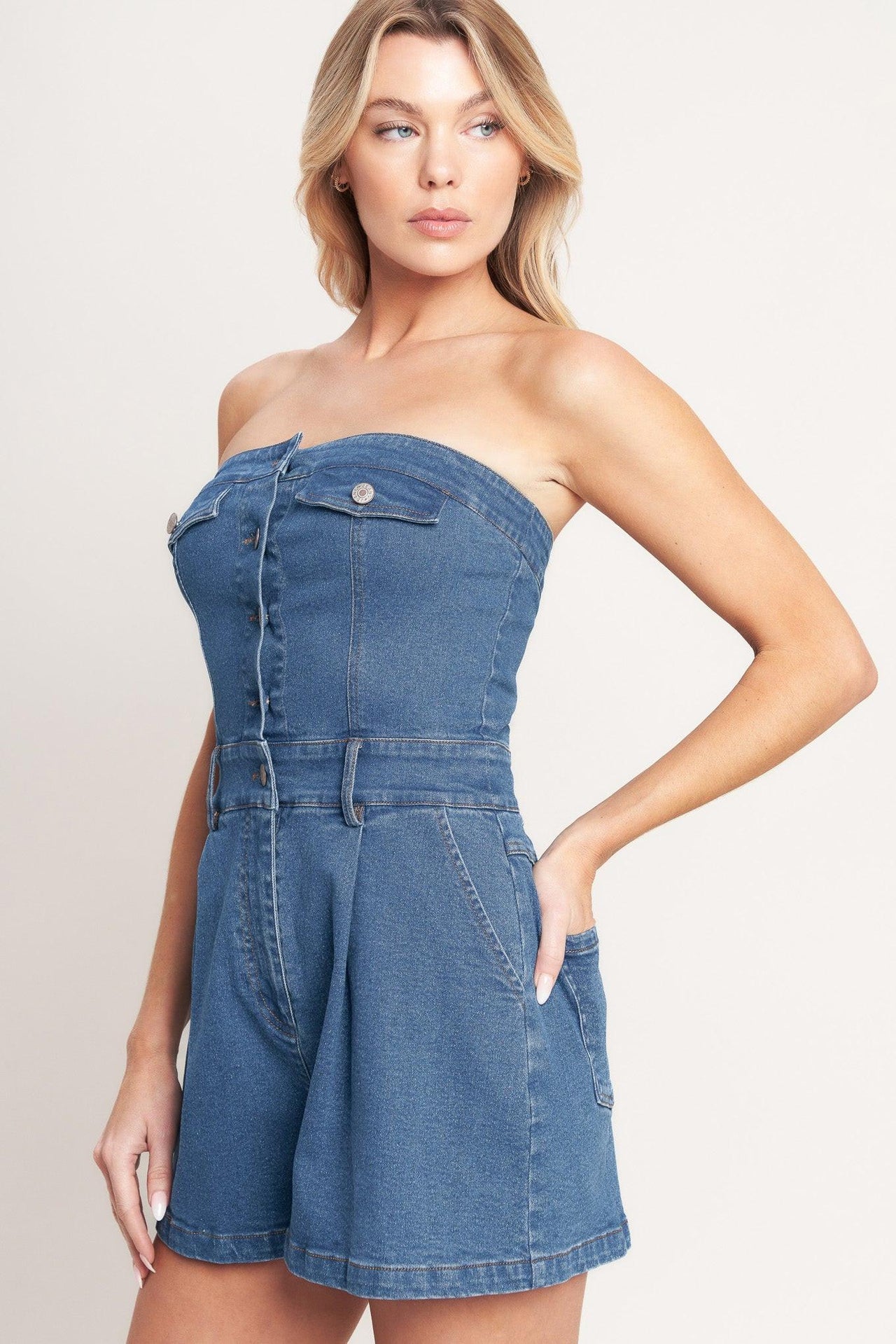 WEEKEND CRUSH DENIM ROMPER
