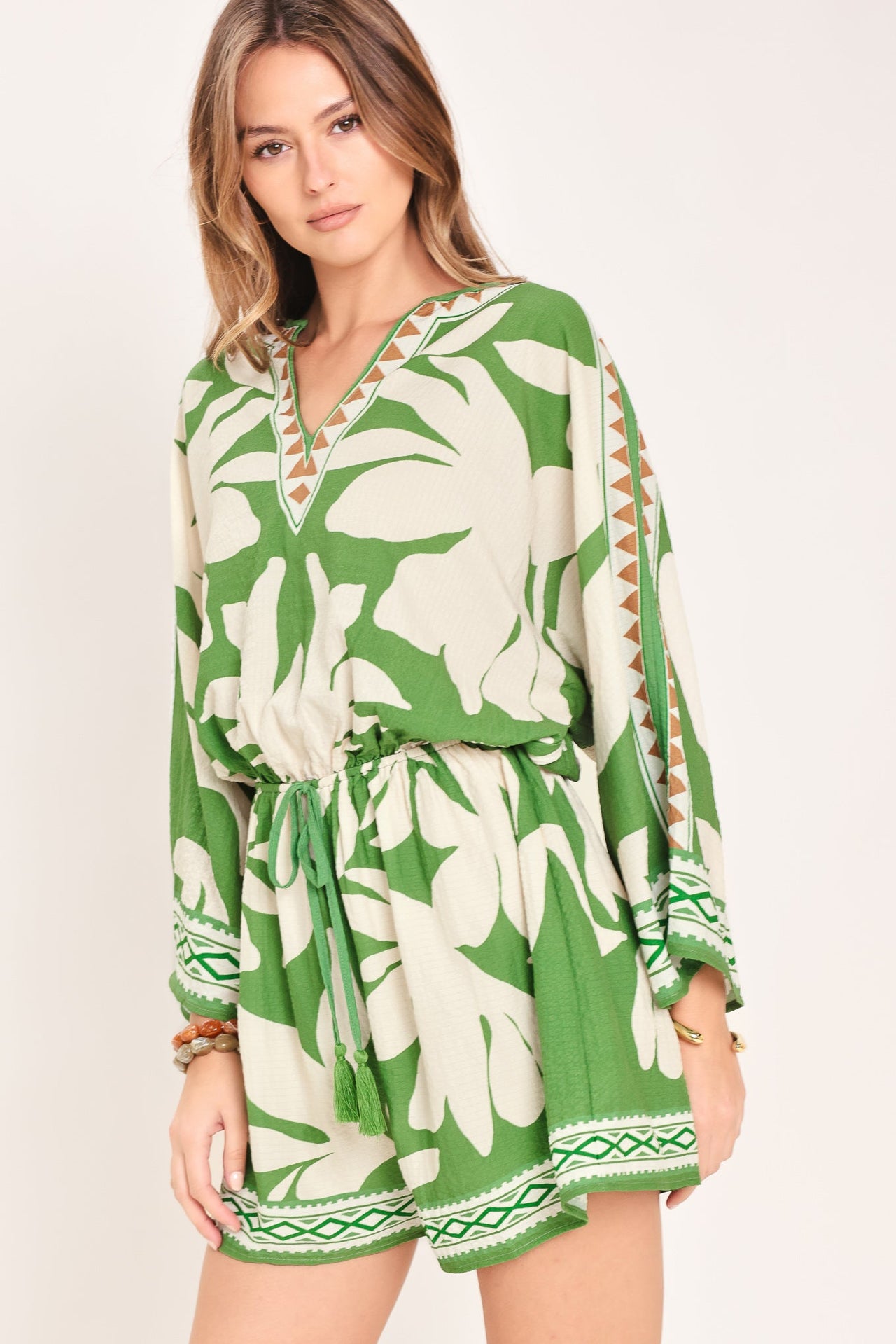 VACATION MODE WOVEN ROMPER