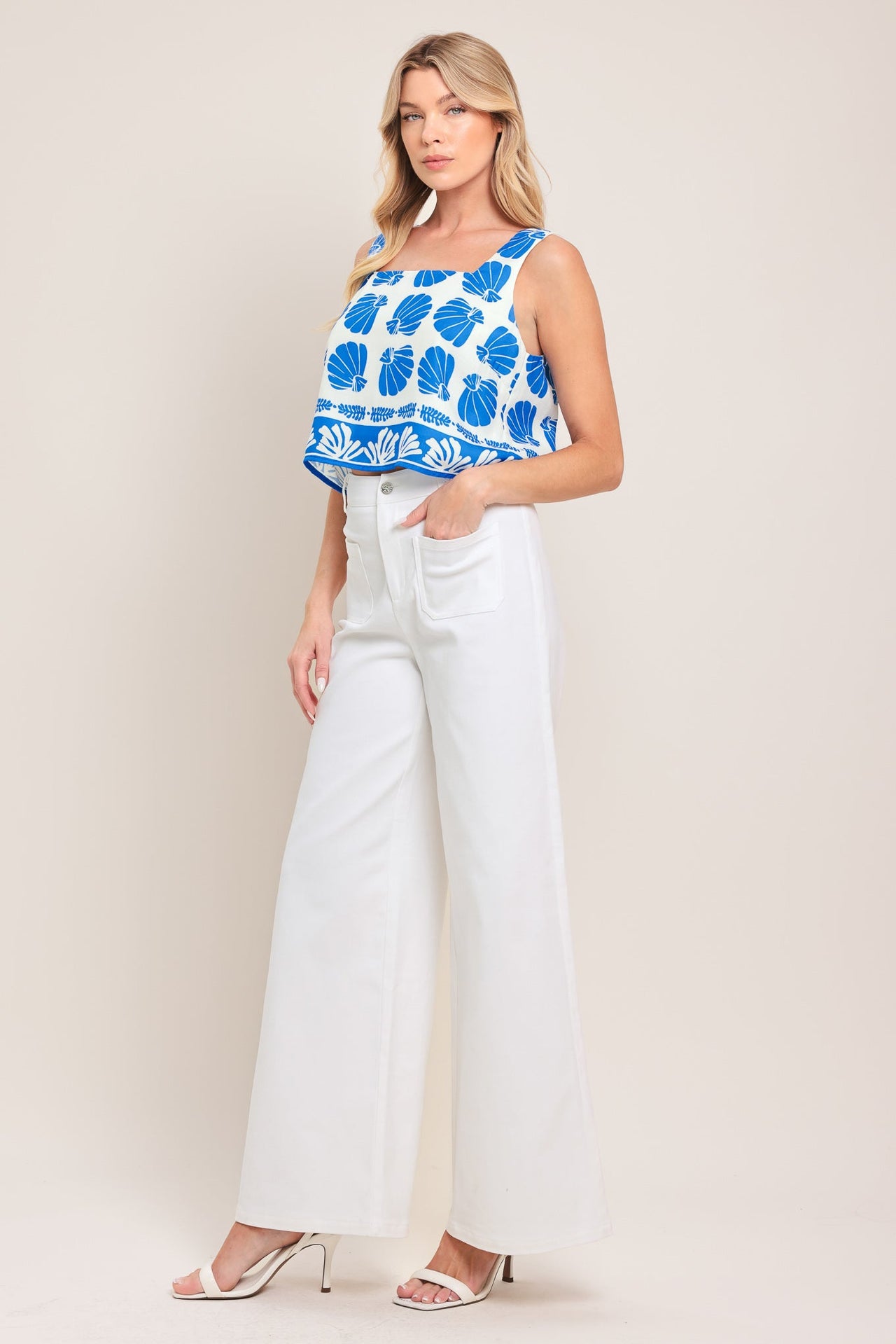 WHITE EASE WOVEN WIDE PANTS