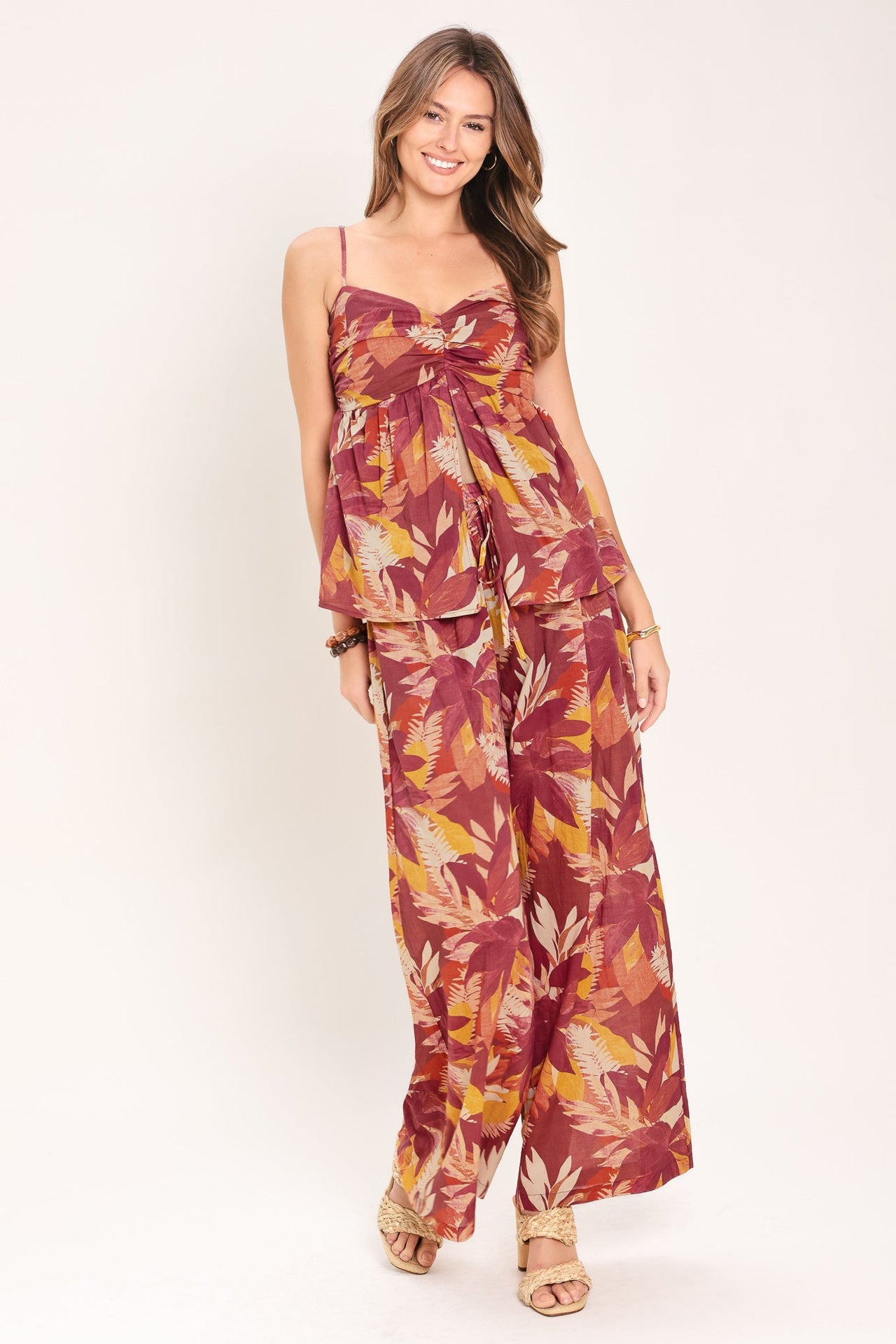 RESORT DREAM PALAZZO WOVEN WIDE LEG PANTS