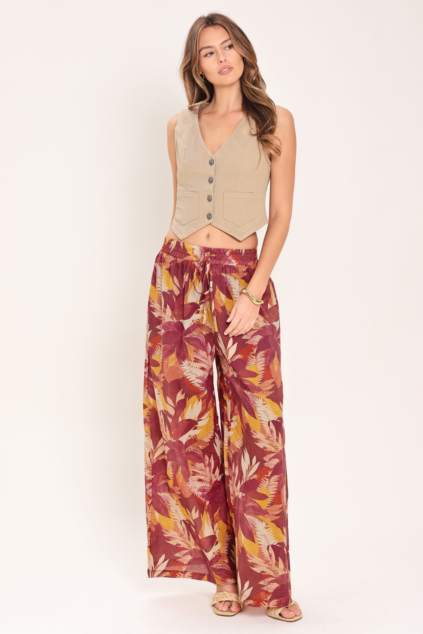RESORT DREAM PALAZZO WOVEN WIDE LEG PANTS