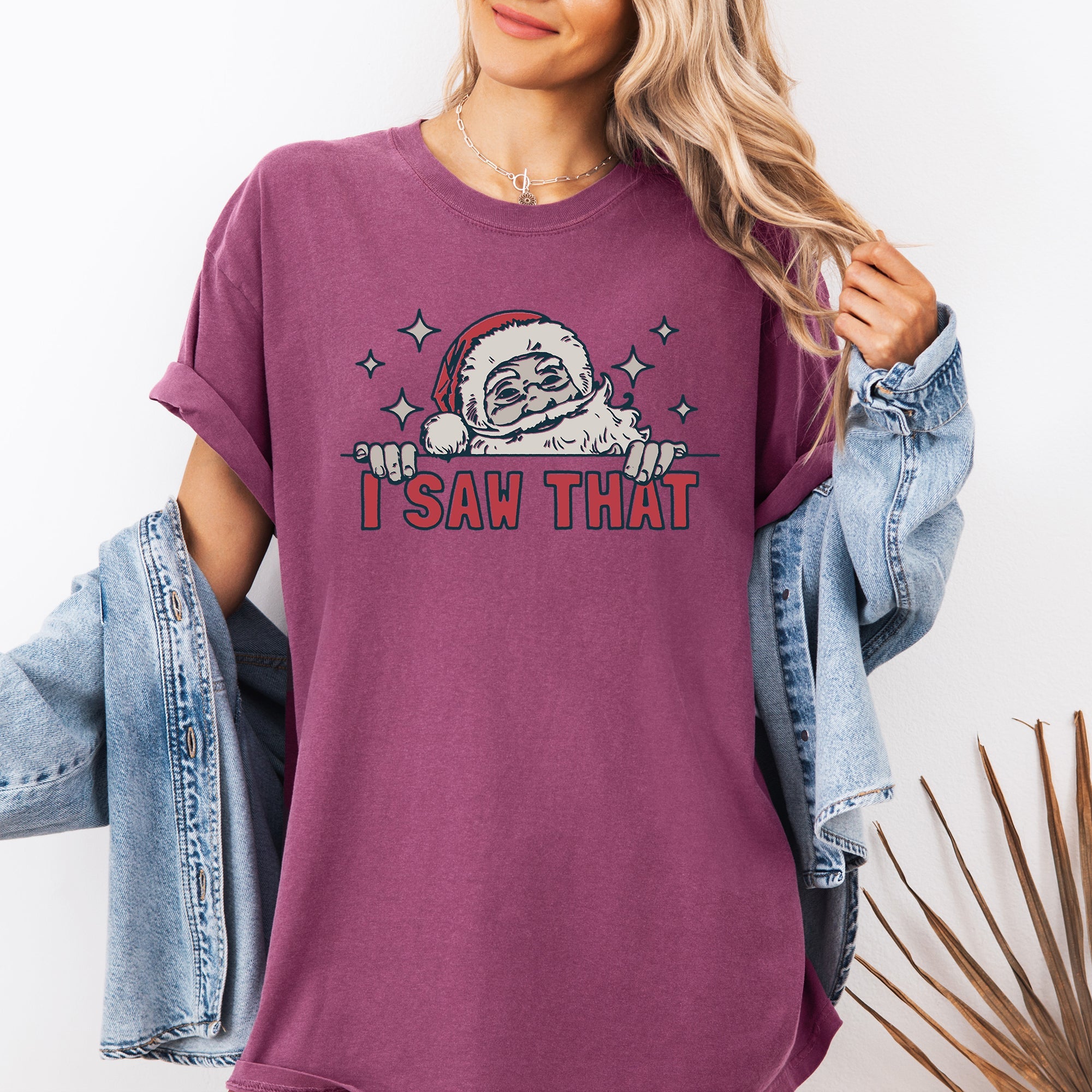 I Saw That Christmas Santa Presents Funny Holiday Quote Graphic Comfort Colors Tee