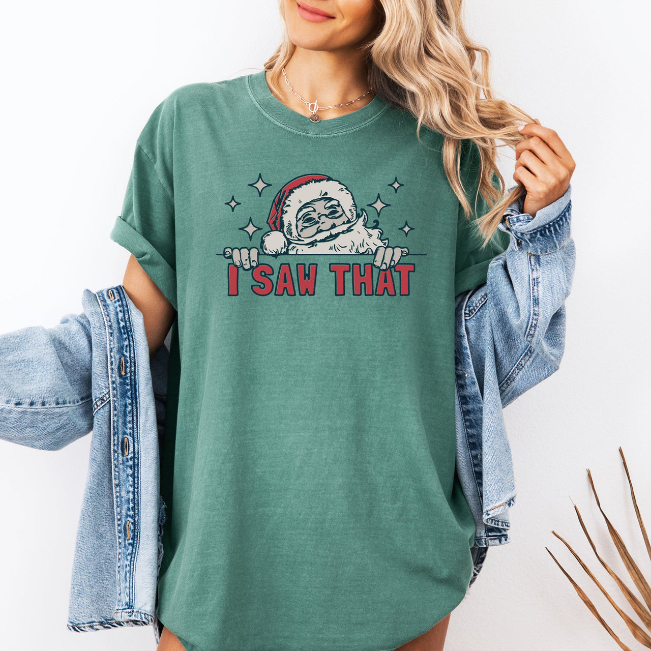 I Saw That Christmas Santa Presents Funny Holiday Quote Graphic Comfort Colors Tee