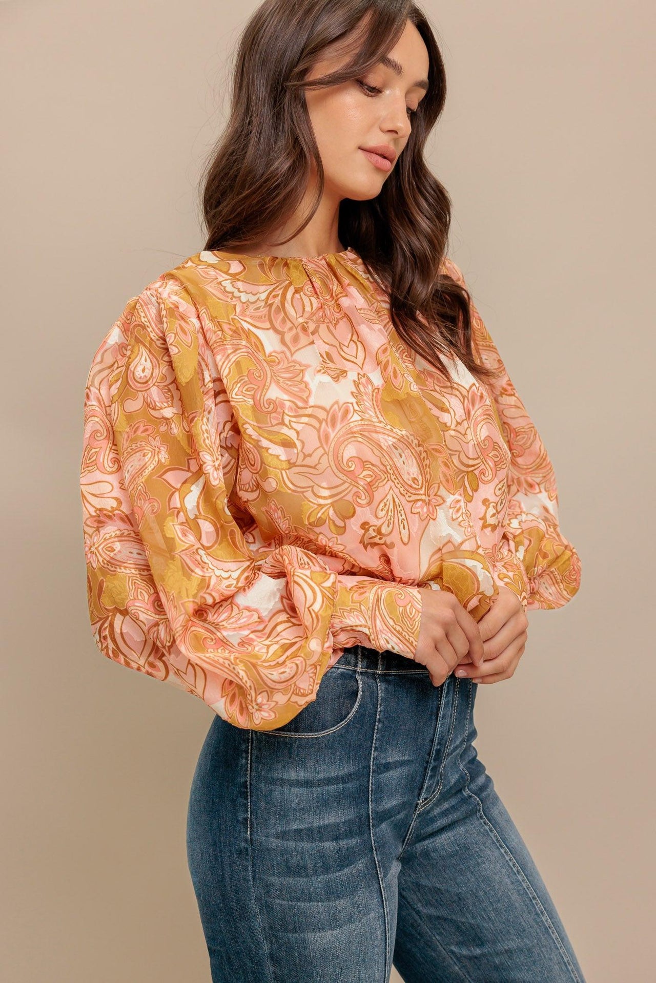 PAISLEY BREEZE  WOVEN JACQUARD TOP