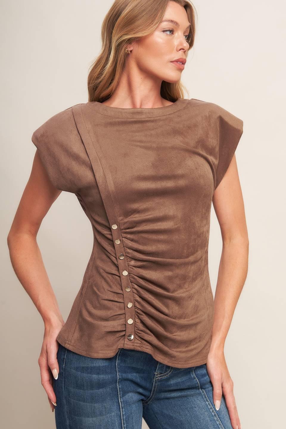 MY EVERYDAY BEST FAUX SUEDE TOP