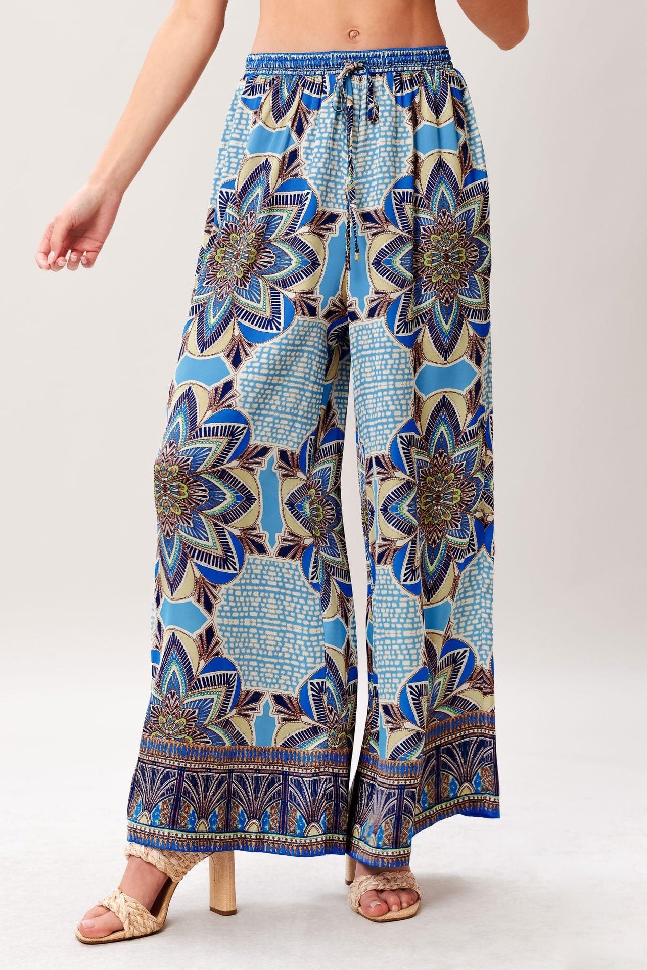 AZURE MANDALA WOVEN SCARF TOP AND PANT SET