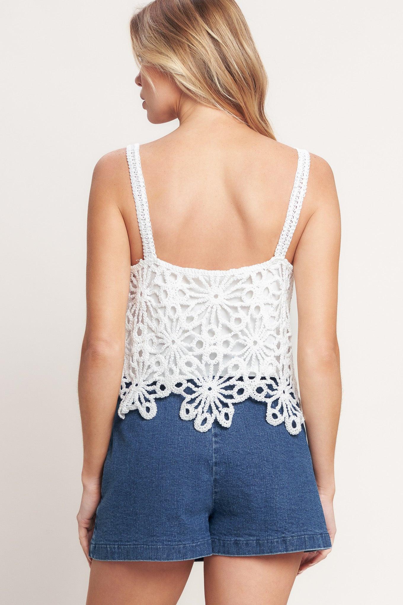 SUNLIT LACE STORY CROCHET LACE TOP