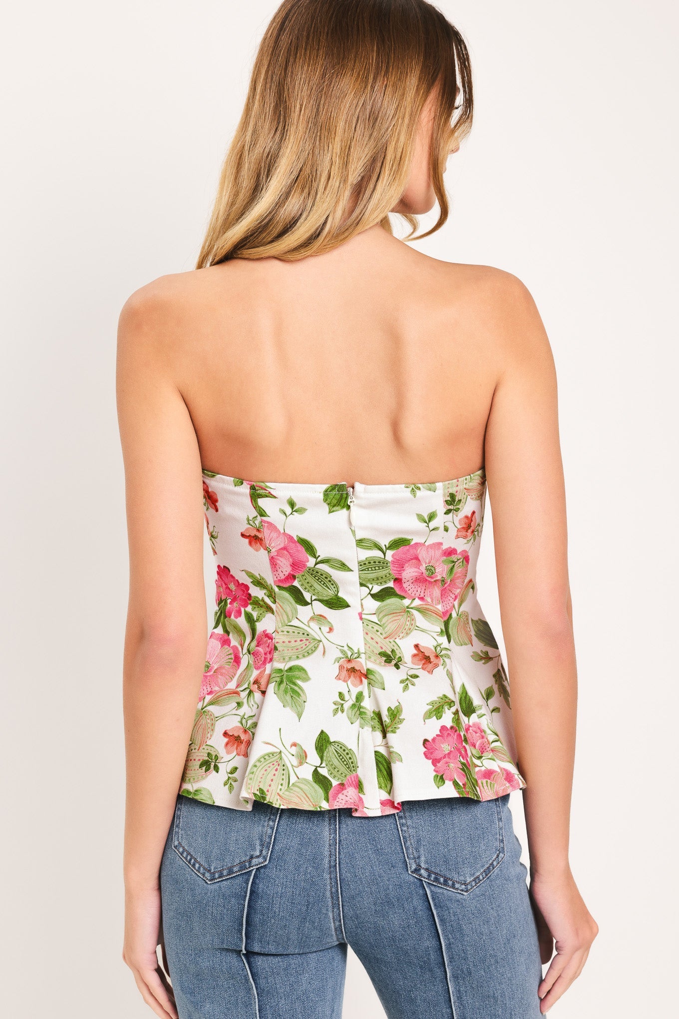 ROSE PETAL WOVEN TUBE TOP