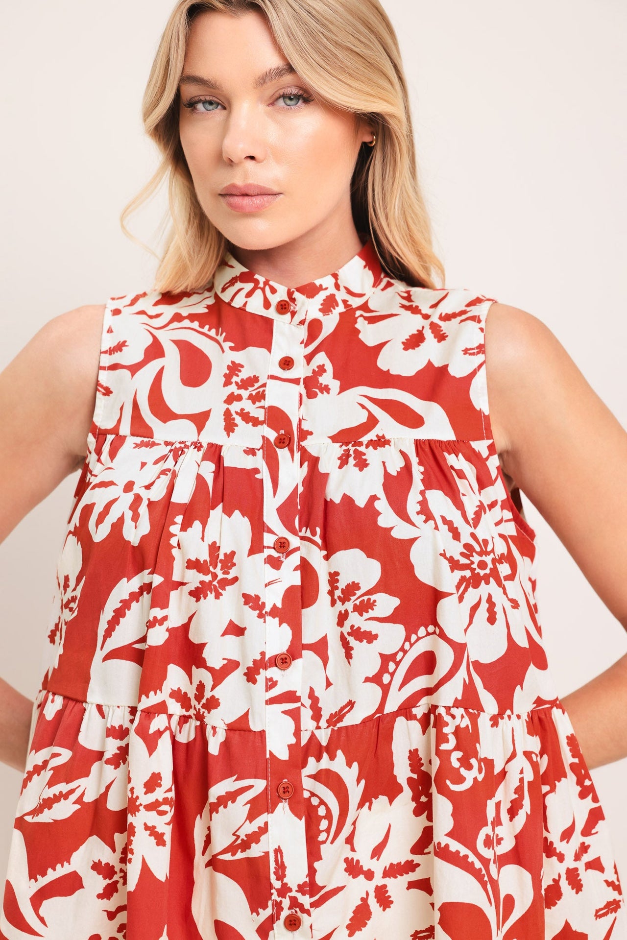 SUNSET BLOOM WOVEN TOP