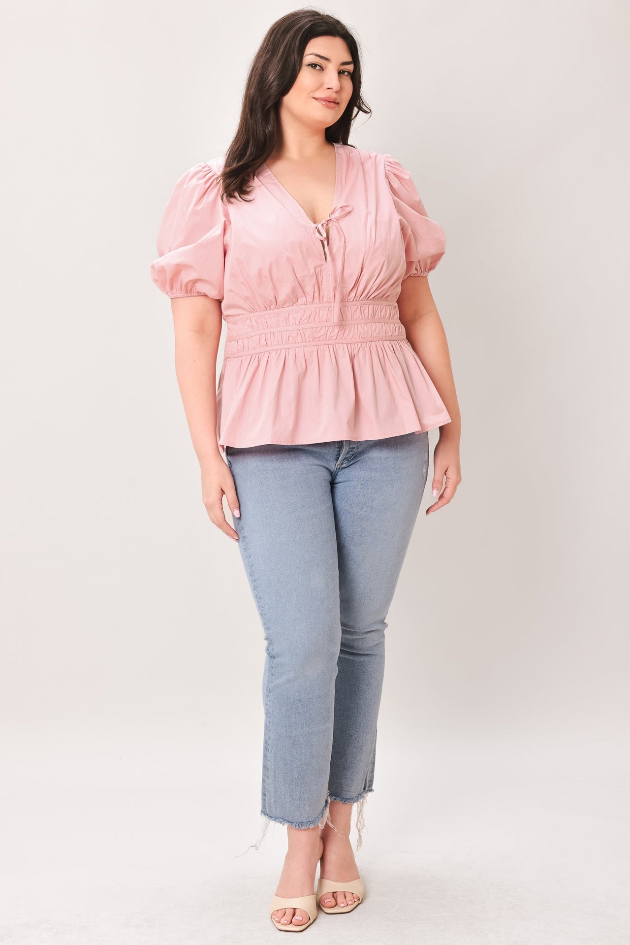 LOVELY CHARM PINK WOVEN TOP