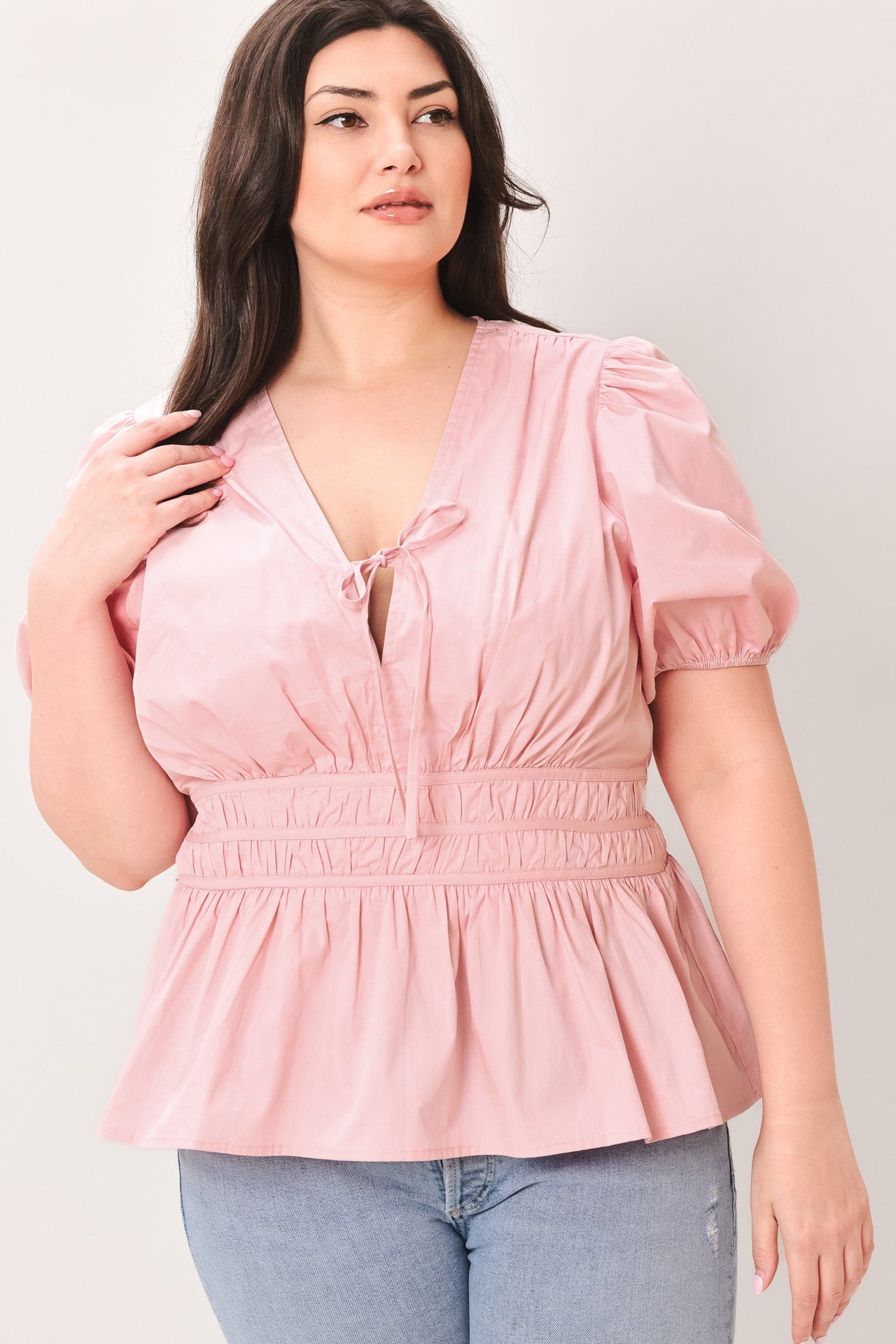 LOVELY CHARM PINK WOVEN TOP