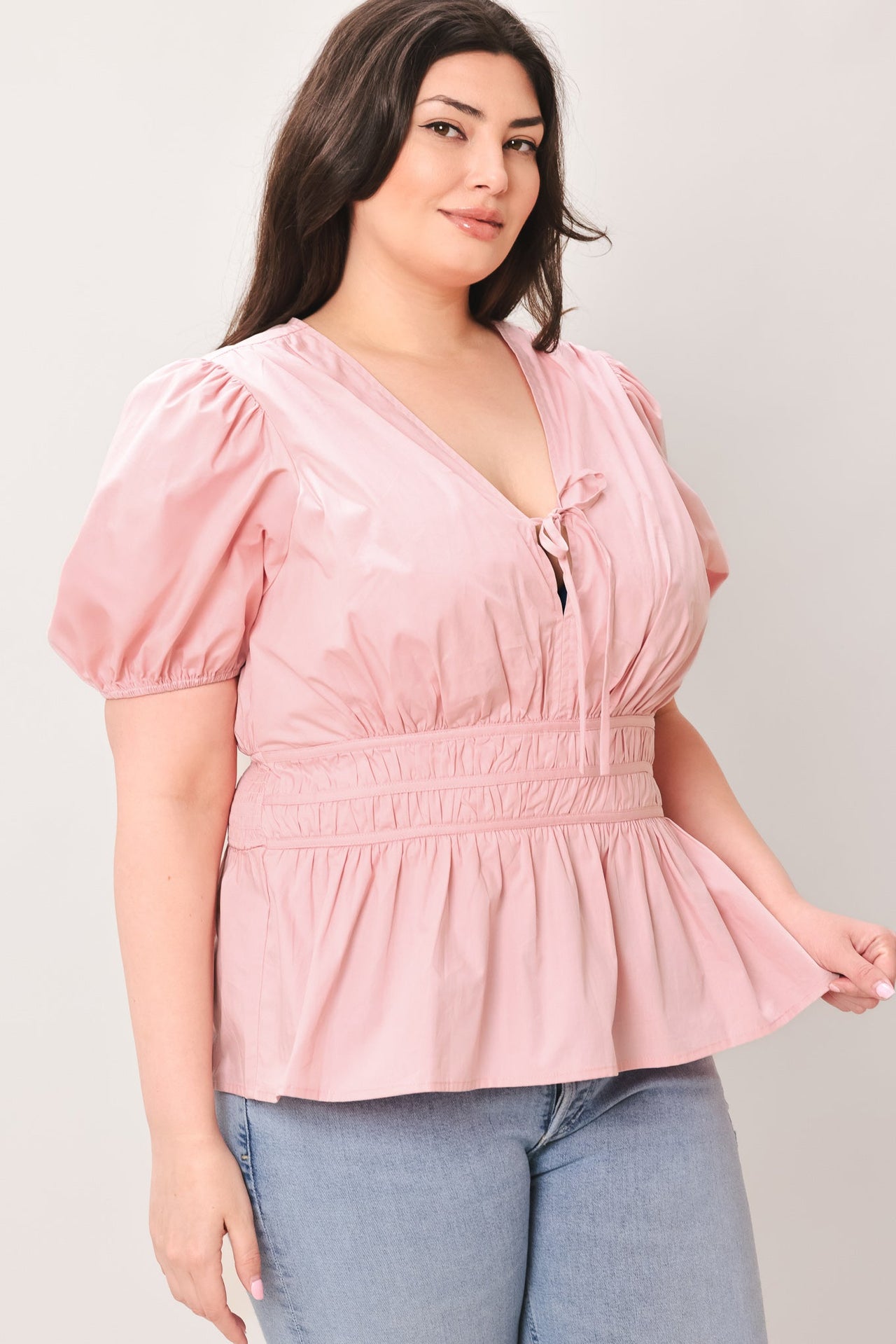 LOVELY CHARM PINK WOVEN TOP