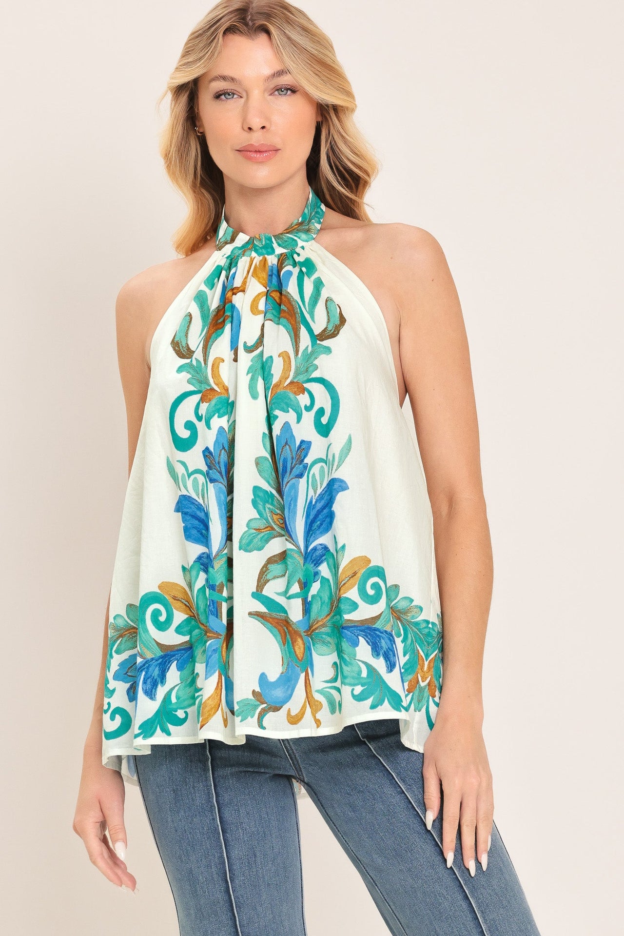 CERULEAN CHARM WOVEN TOP