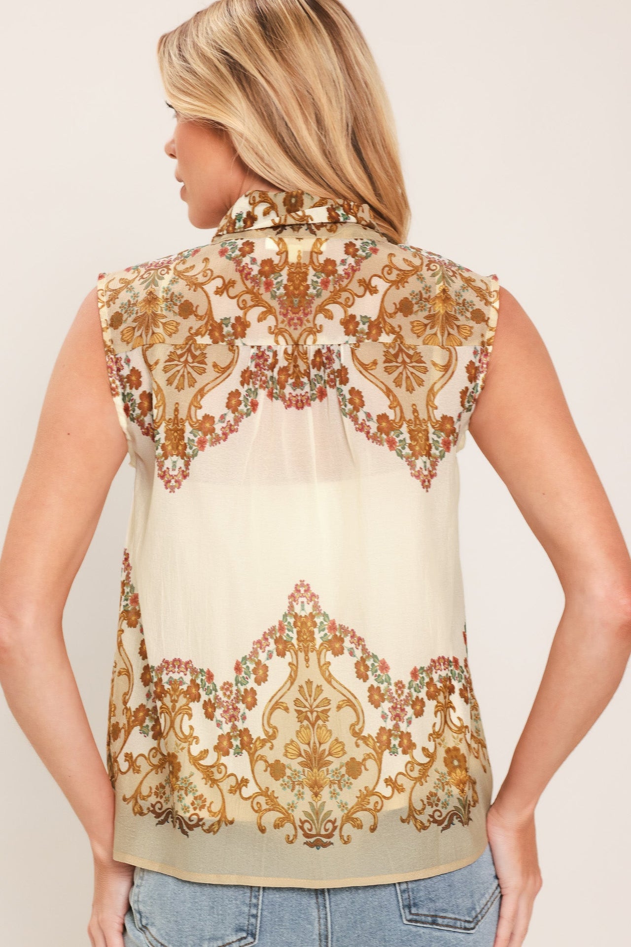 GILDED SCROLL PRINT TOP