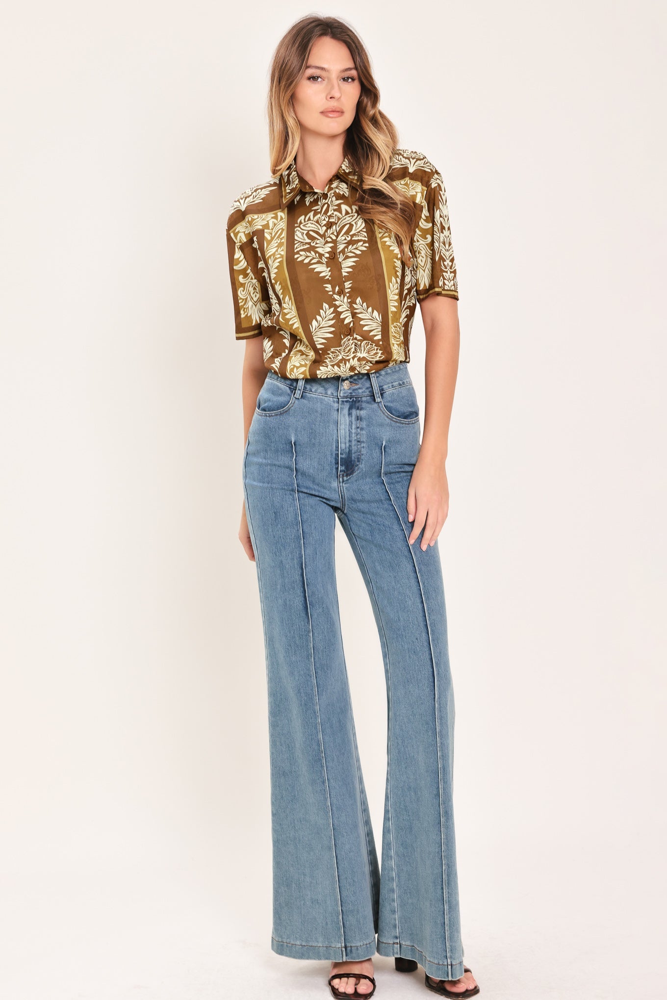 VINTAGE MANOR PALAZZO WOVEN TOP