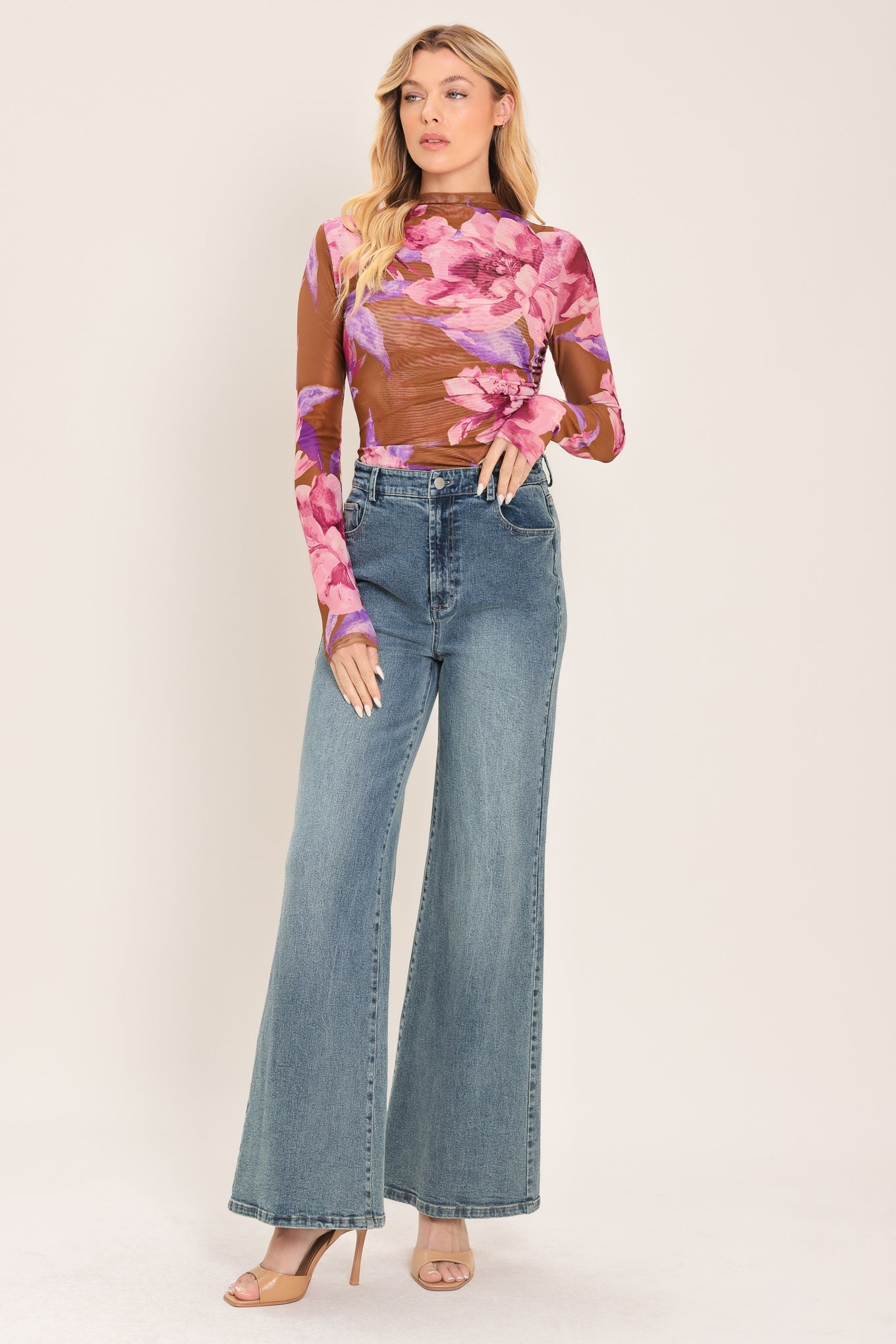 PLUM BLOSSOM POWER MESH TOP