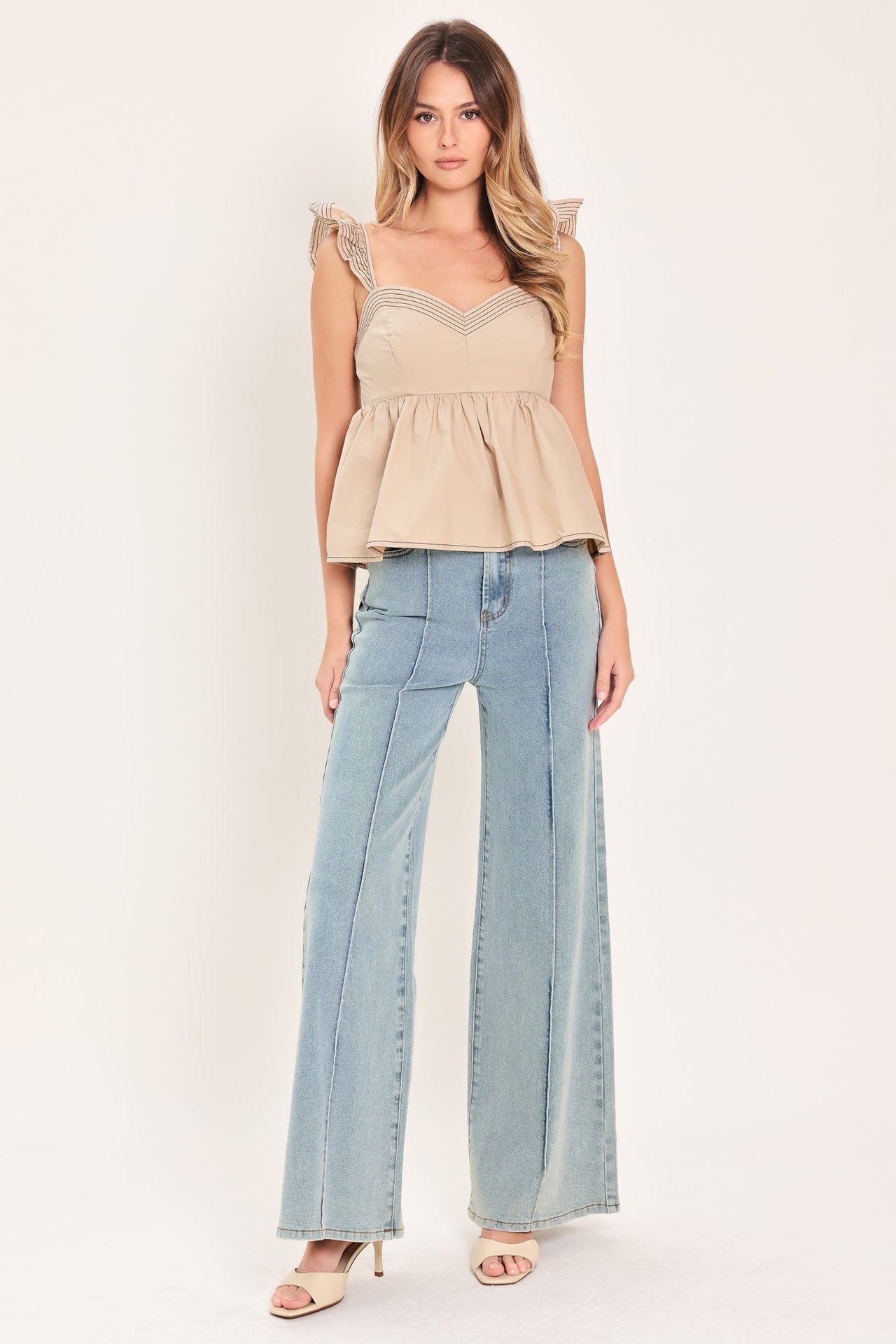 SEASIDE FLUTTER WOVEN TOP