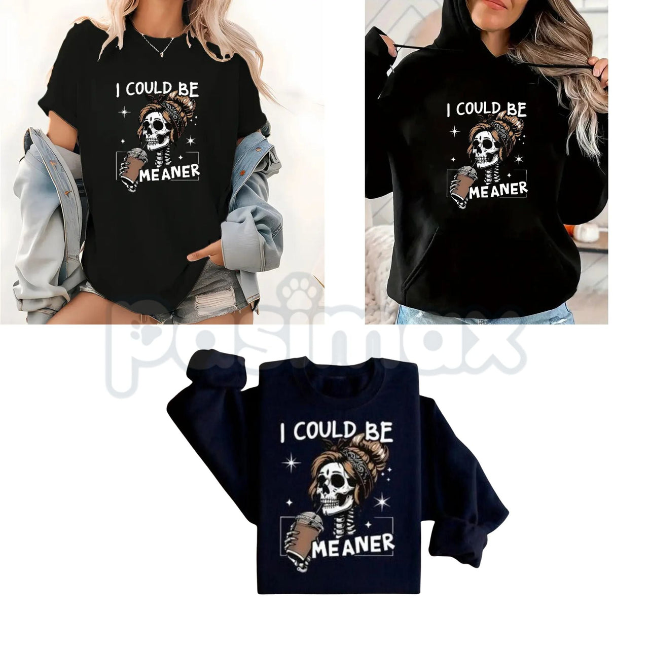 I Could Be Meaner Retro Skeleton – Funny Mom Aesthetic Sweatshirt, Meme T-Shirt & Oversized Hoodie