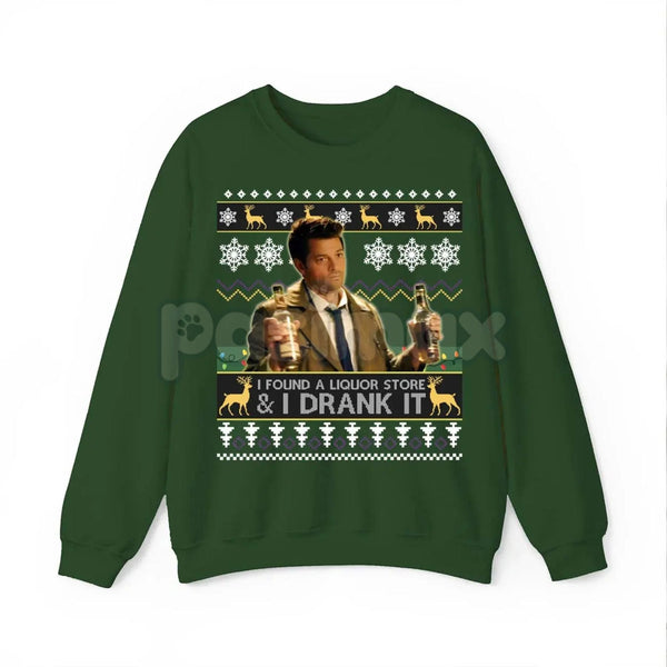 "I Found A Liquor Store And I Drank It" Ugly Sweater | Supernatural Moments Quote Funny Christmas Shirt | Dean Winchester Jumper
