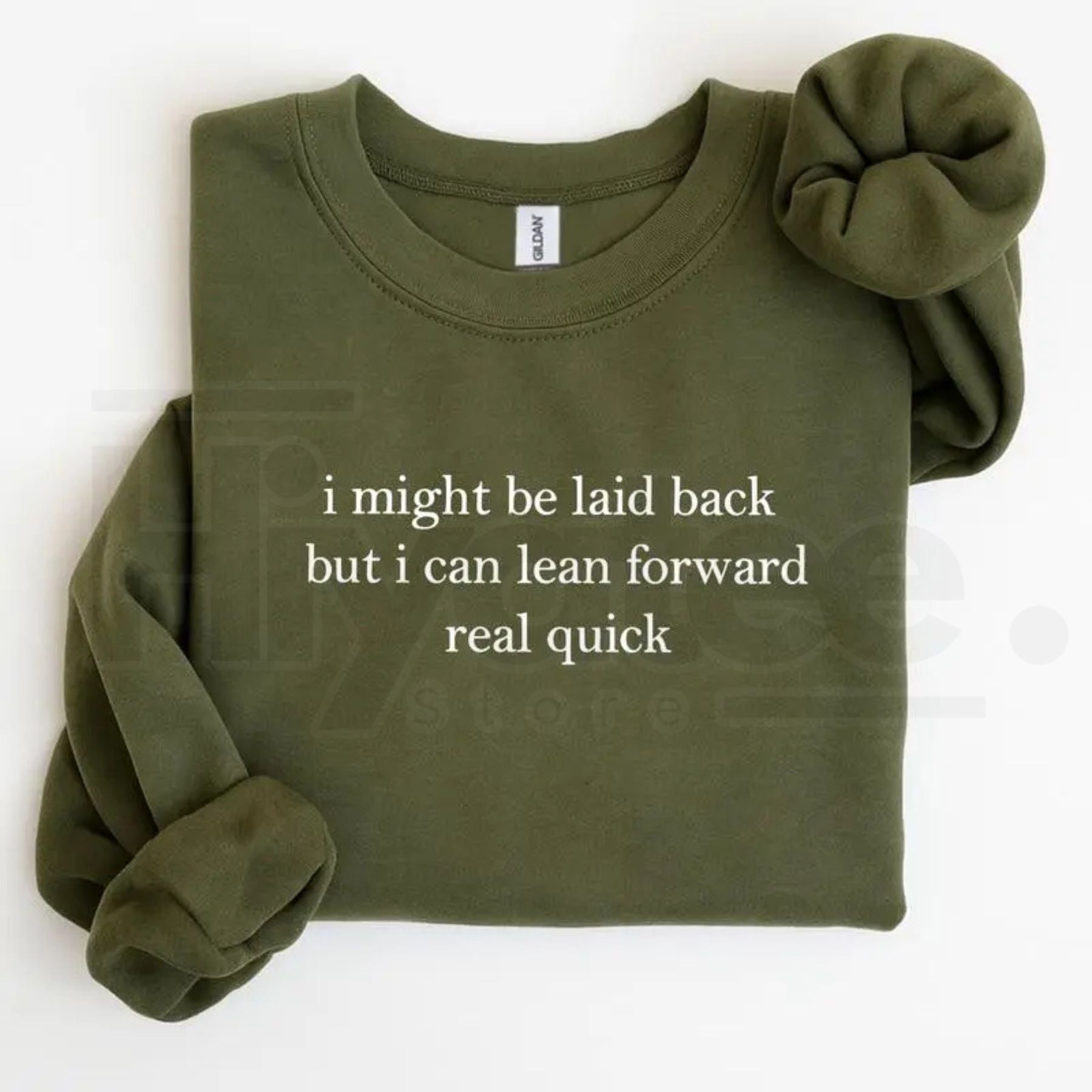 I Might Be Laid Back But I Can Lean Forward Real Quick Sweatshirt: Funny Sarcastic Meme Crewneck