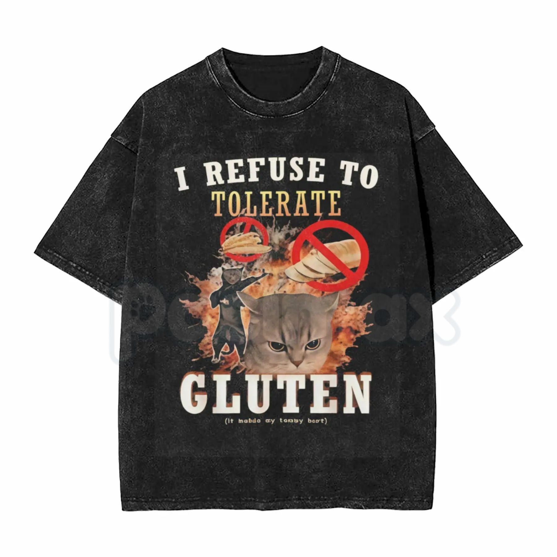 I Refuse To Tolerate Gluten Washed T-Shirt – Funny Sarcastic Quote Tee, Vintage Gluten-Free Graphic Shirt