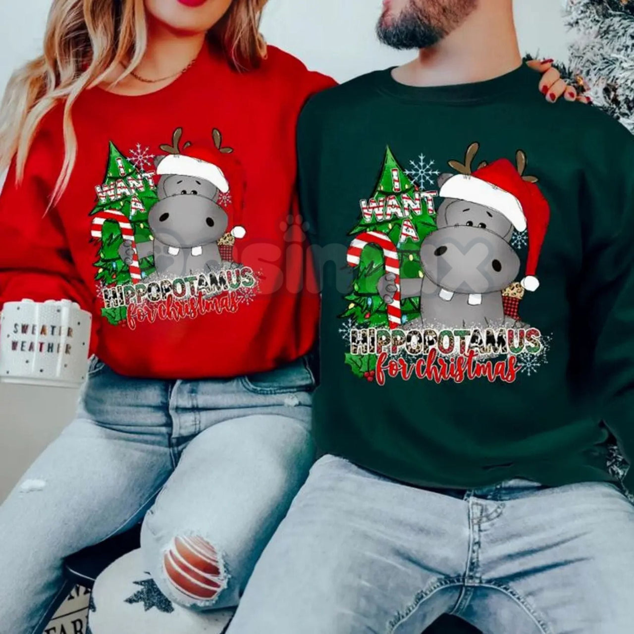 I Want a Hippopotamus for Christmas Sweatshirt | Cute Nostalgic Holiday Song Jumper | Funny Hippo Xmas Crewneck Gift