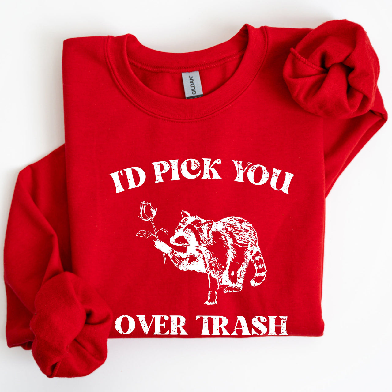 I'd Pick You Over Trash, Raccoon Graphic Sweatshirt