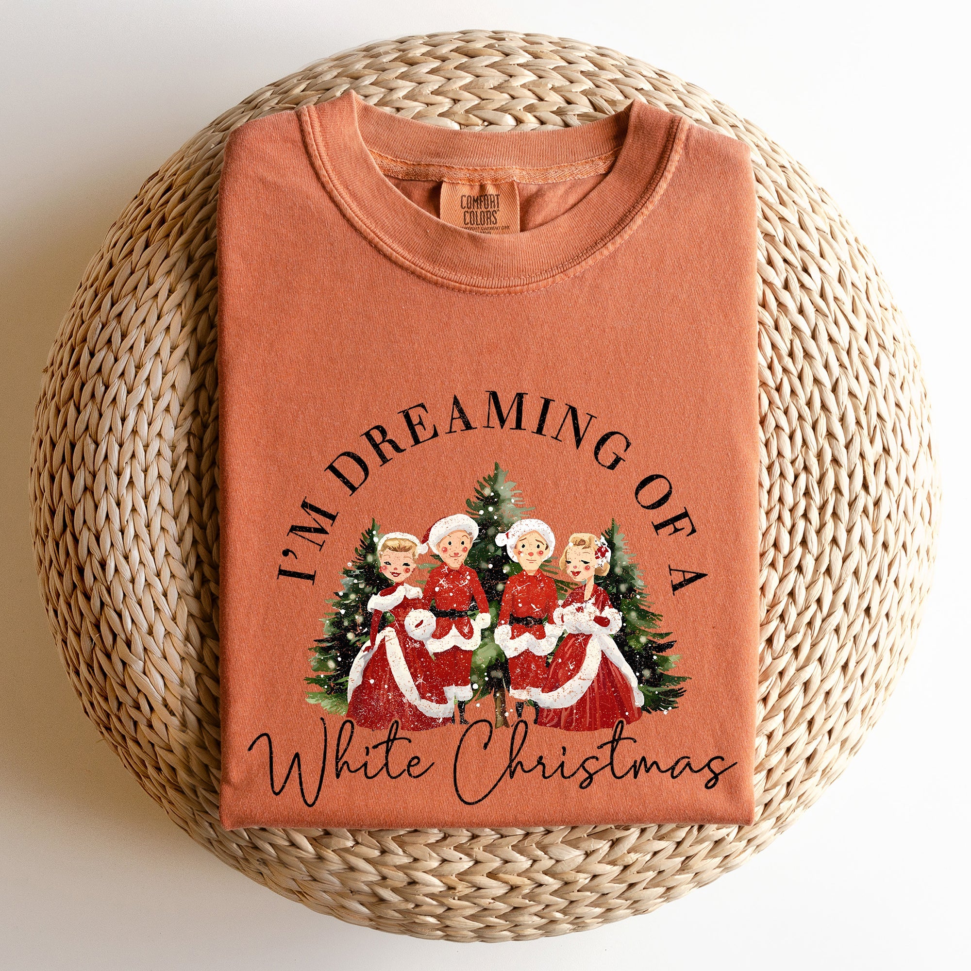 I'm Dreaming Of A White Christmas Retro Movie Classic Nostalgic Holiday Theme Comfort Colors Tee