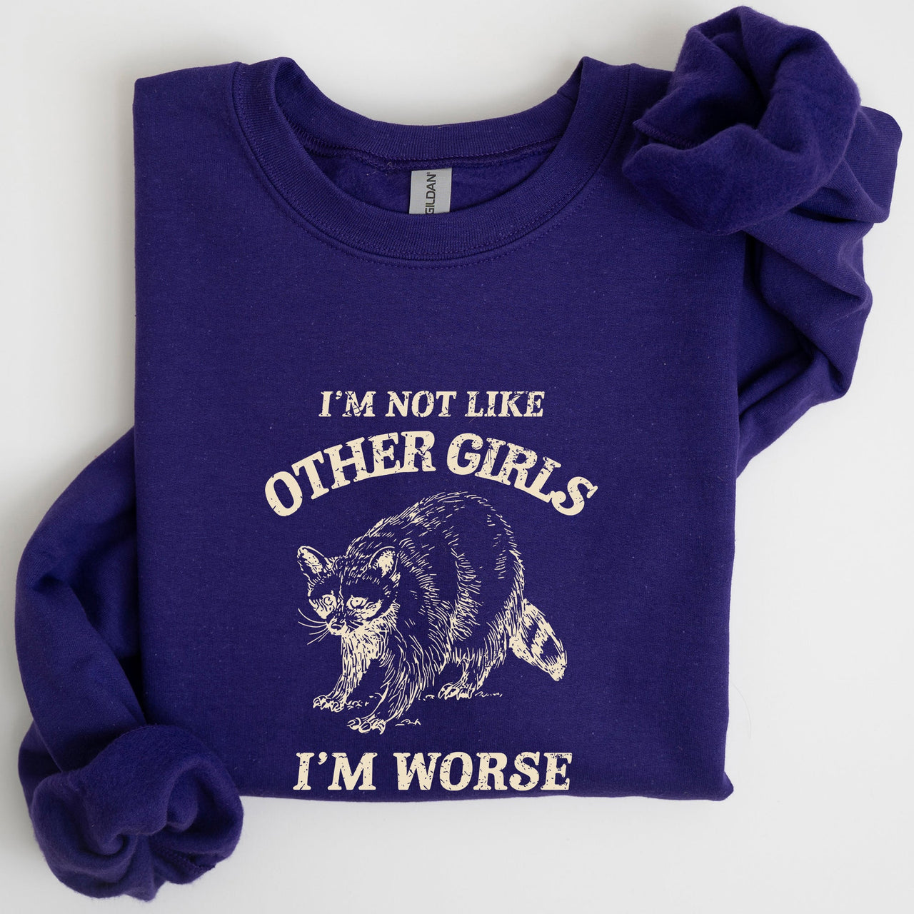 I'm Not Like Other Girls Raccoon Meme Humor Graphic Premium Limited Edition Sweatshirt