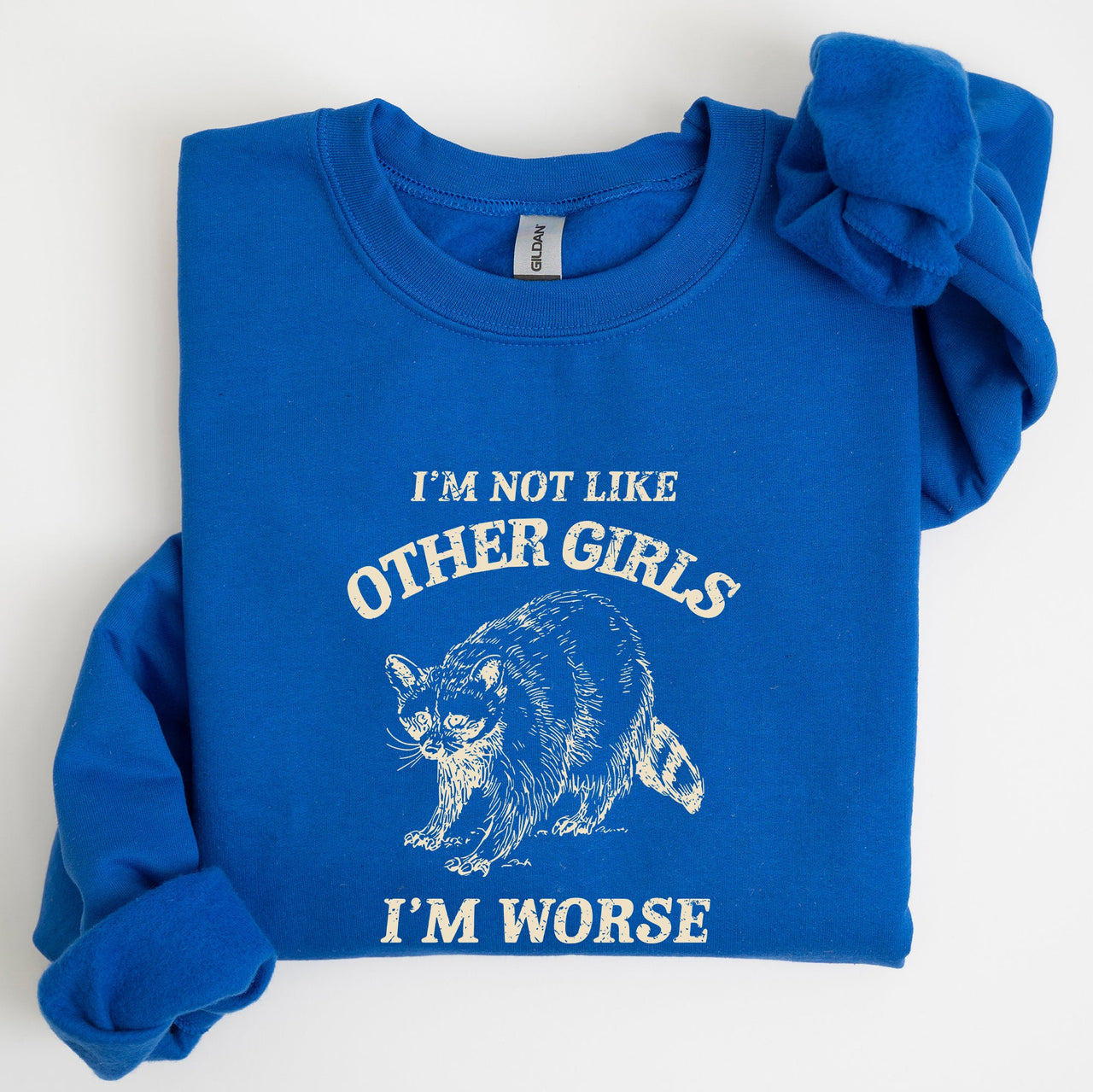I'm Not Like Other Girls Raccoon Meme Humor Graphic Premium Limited Edition Sweatshirt