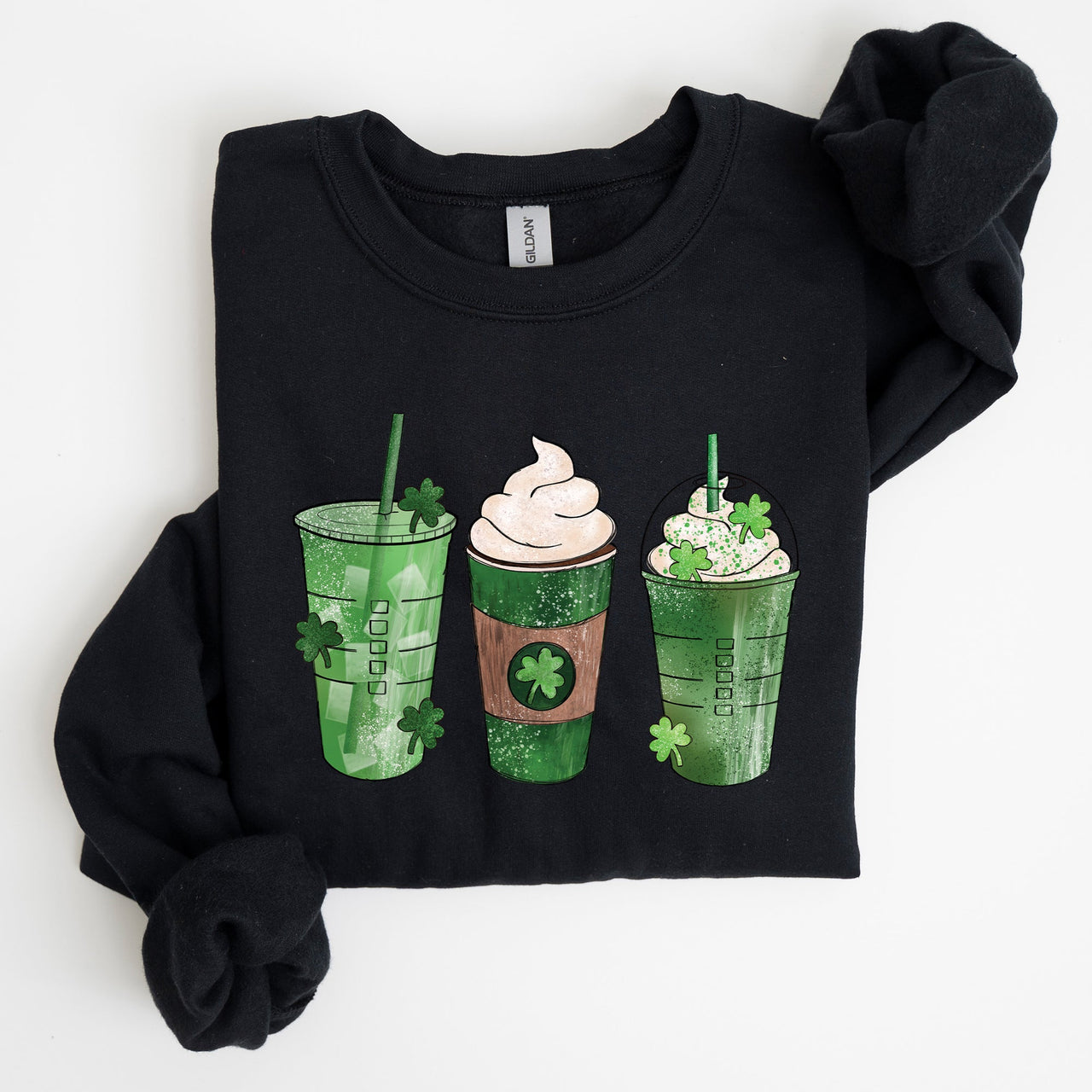 Iced Coffees And Shamrocks For St Patrick's Day Festive Coffee Lover Edition Sweatshirt