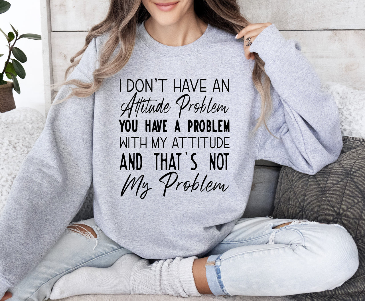 Attitude Problem Sarcastic College Humor Retro Vintage Bold Streetwear Graphic Sweatshirt
