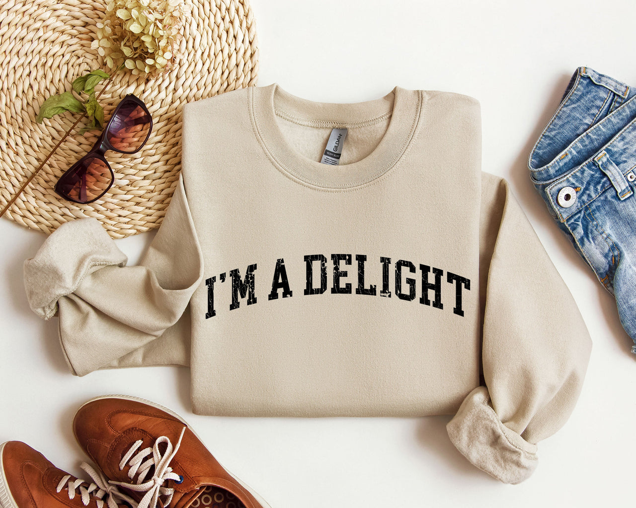 I'm A Delight Sarcastic College Mood Booster Graphic Cozy Campus Life Vibe Sweatshirt