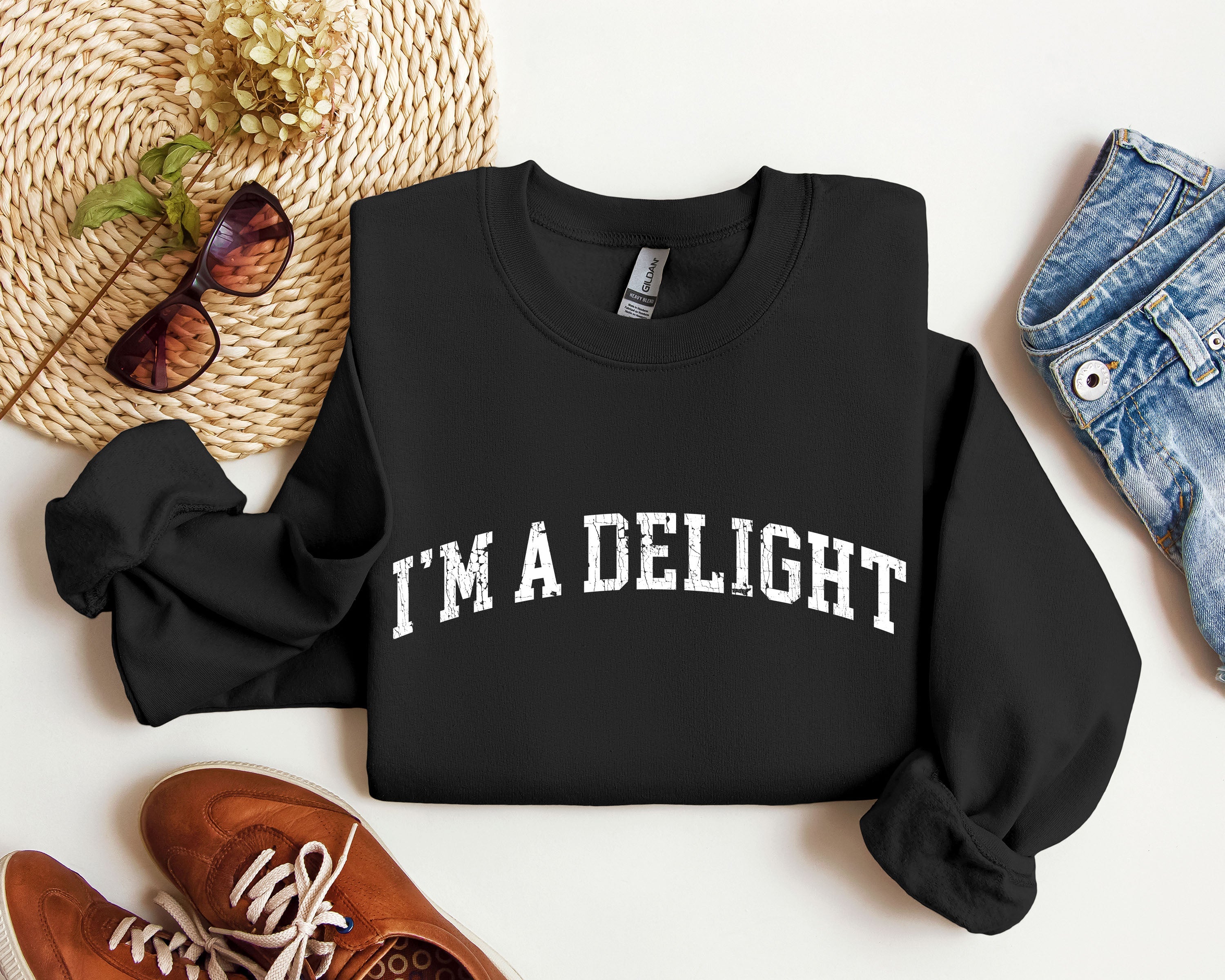 I'm A Delight Sarcastic College Mood Booster Graphic Cozy Campus Life Vibe Sweatshirt