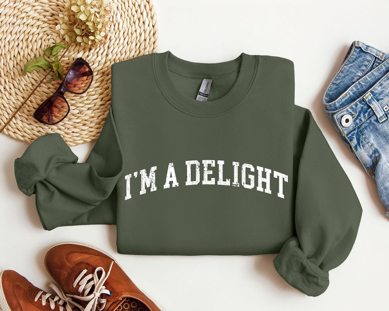 I'm A Delight Sarcastic College Mood Booster Graphic Cozy Campus Life Vibe Sweatshirt
