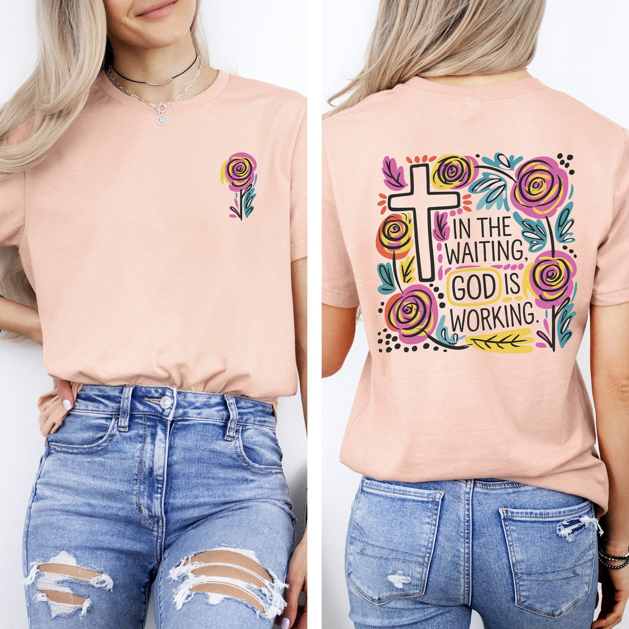 In The Waiting God Is Working Christian Gospel Faith Saved Grace Comfort Colors Tee