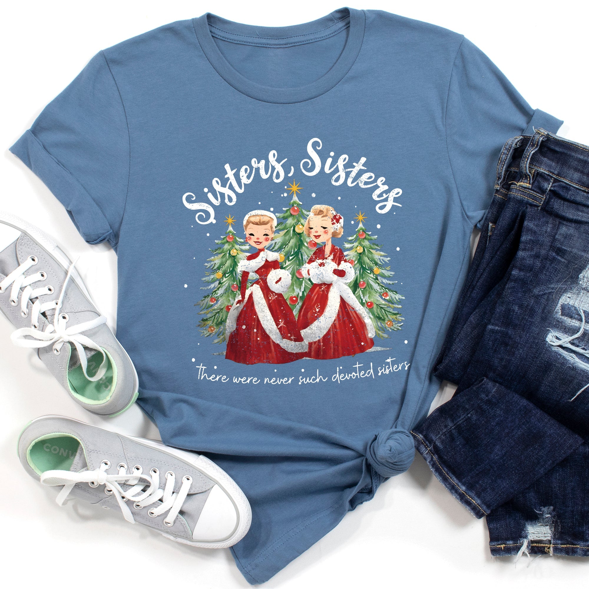 Sisters White Christmas Movie Musical Vintage Theatrical Tribute Inspired By Classic Film Poster Graphic Tee